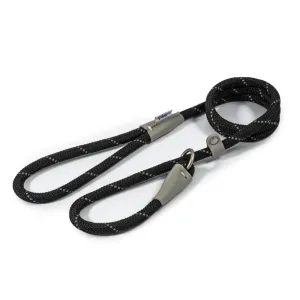 Ancol Viva Dog Rope Slip Lead Reflective Weave Black 4 Sizes