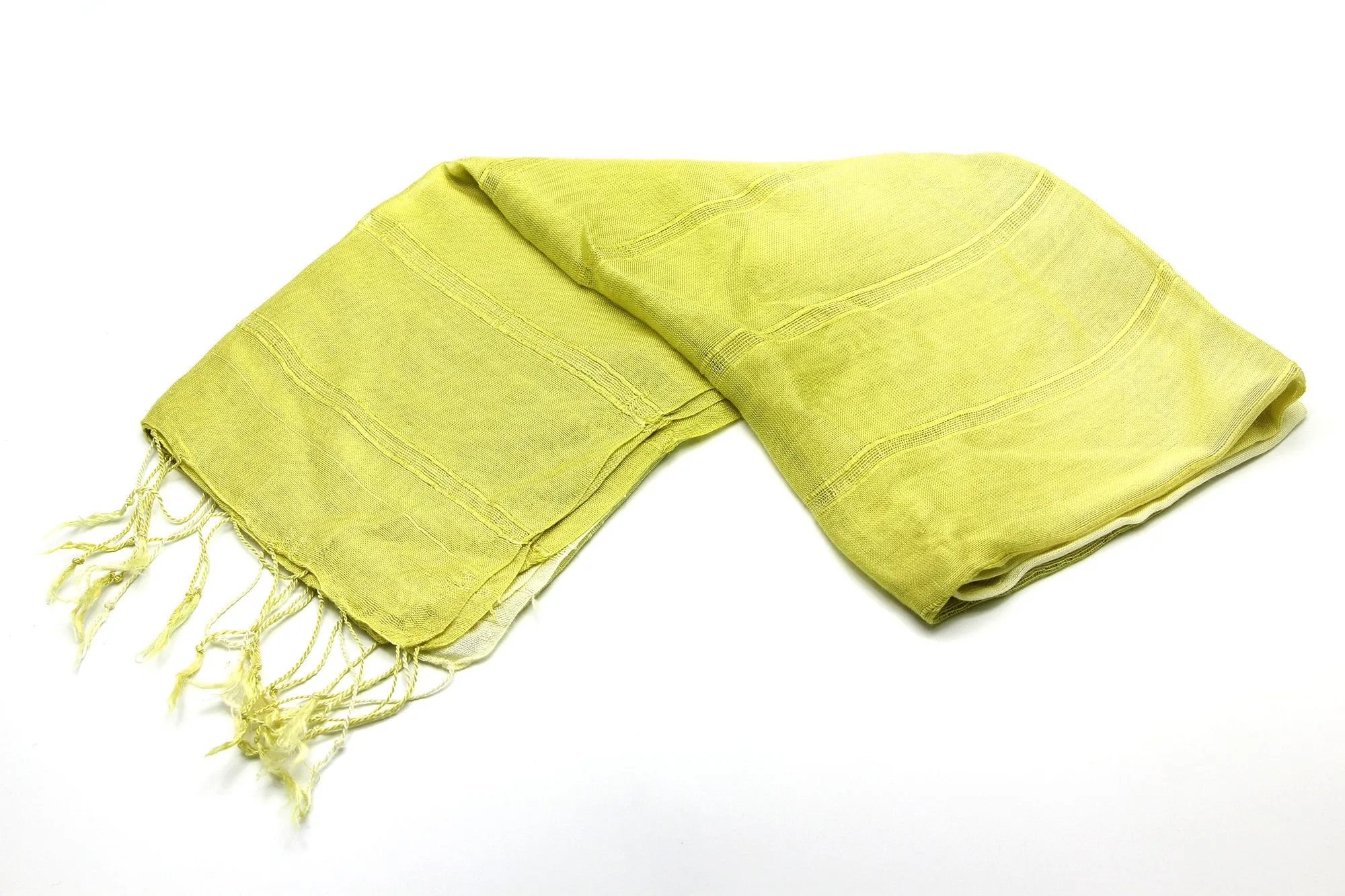 100% Fair Trade Thai Ribbon Style Scarf Shawl Lime