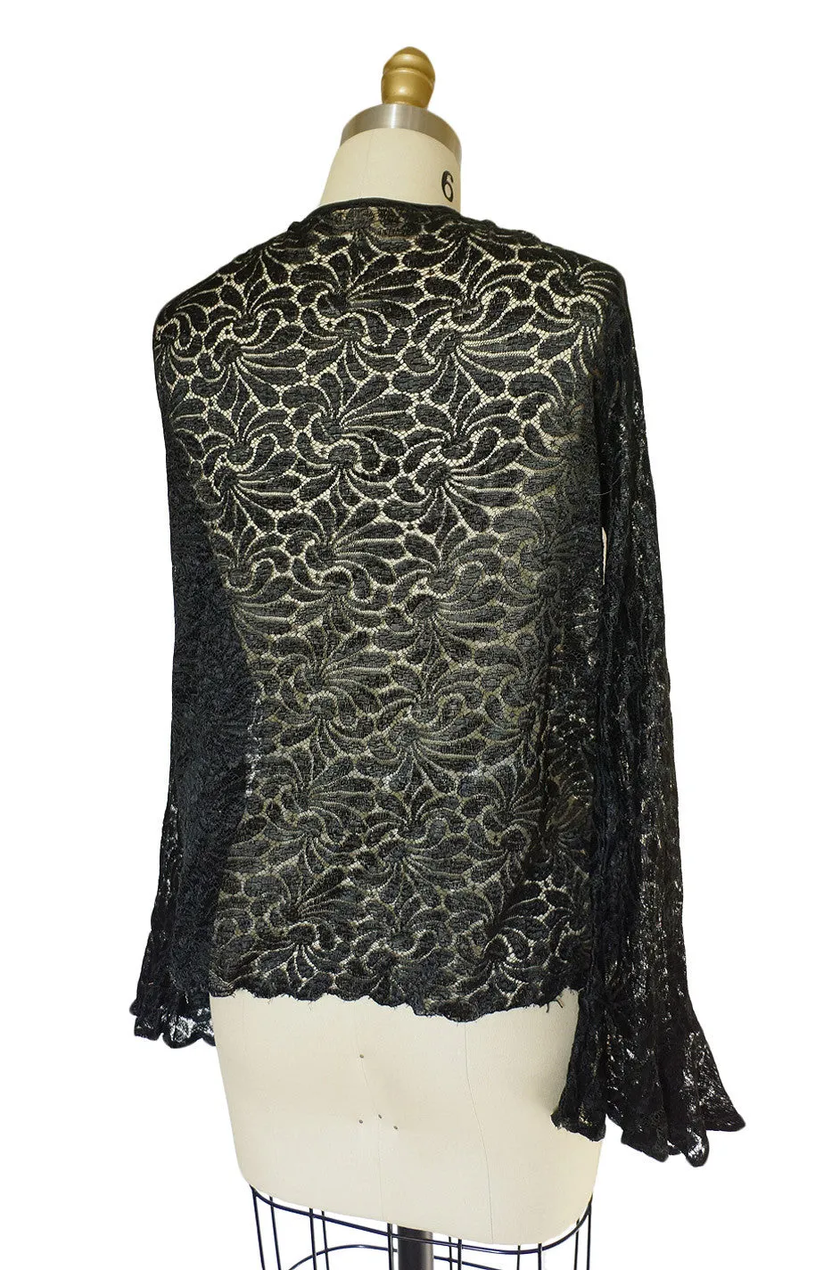 1920s Fine Soft Black Lace Cardigan