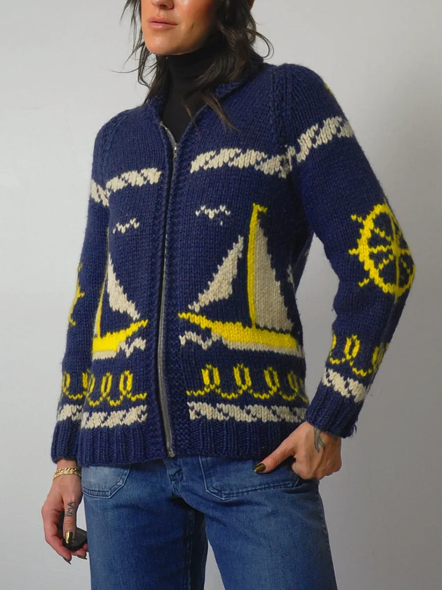 1950's Nautical Wool Cowichan Cardigan