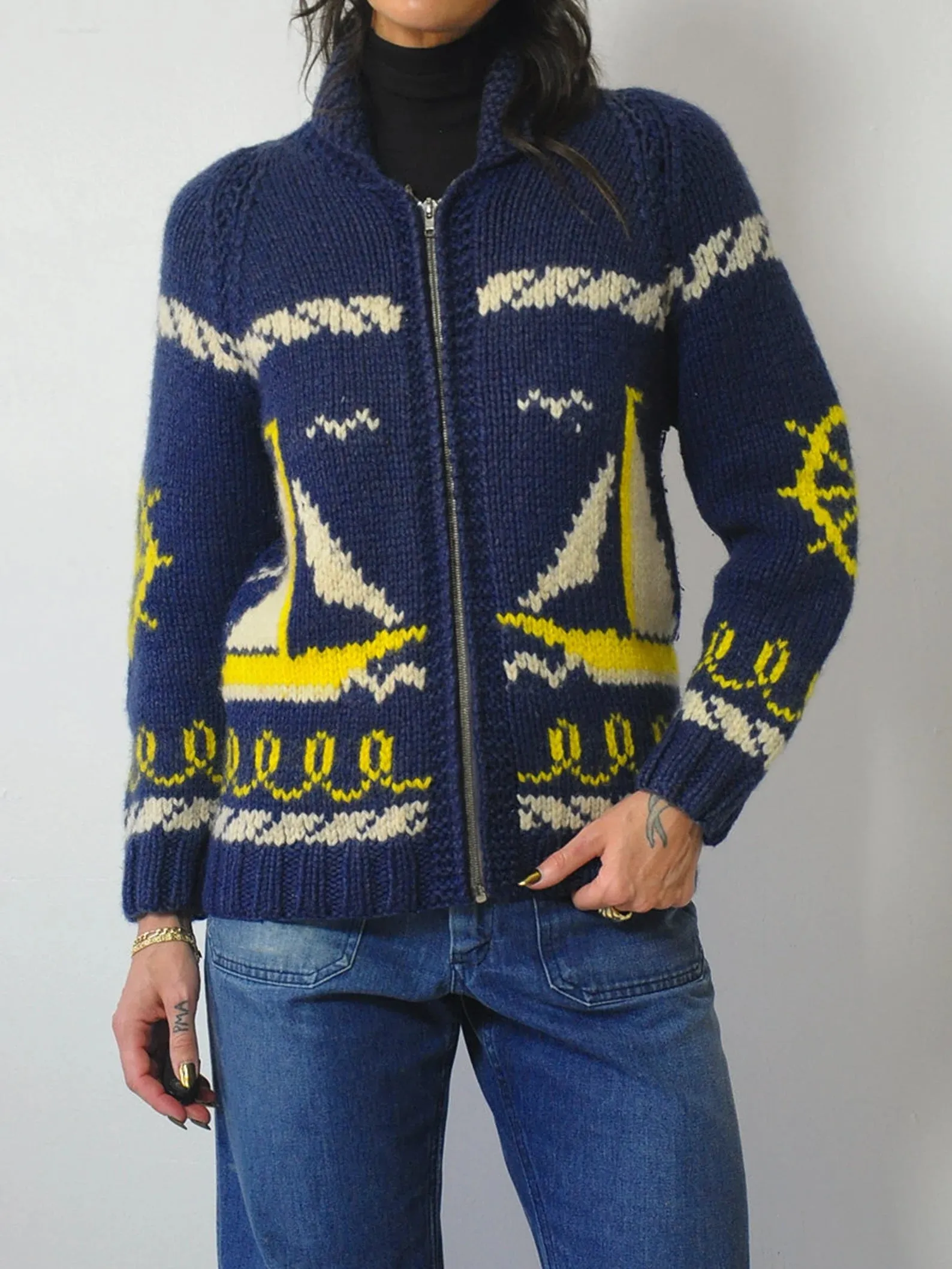 1950's Nautical Wool Cowichan Cardigan