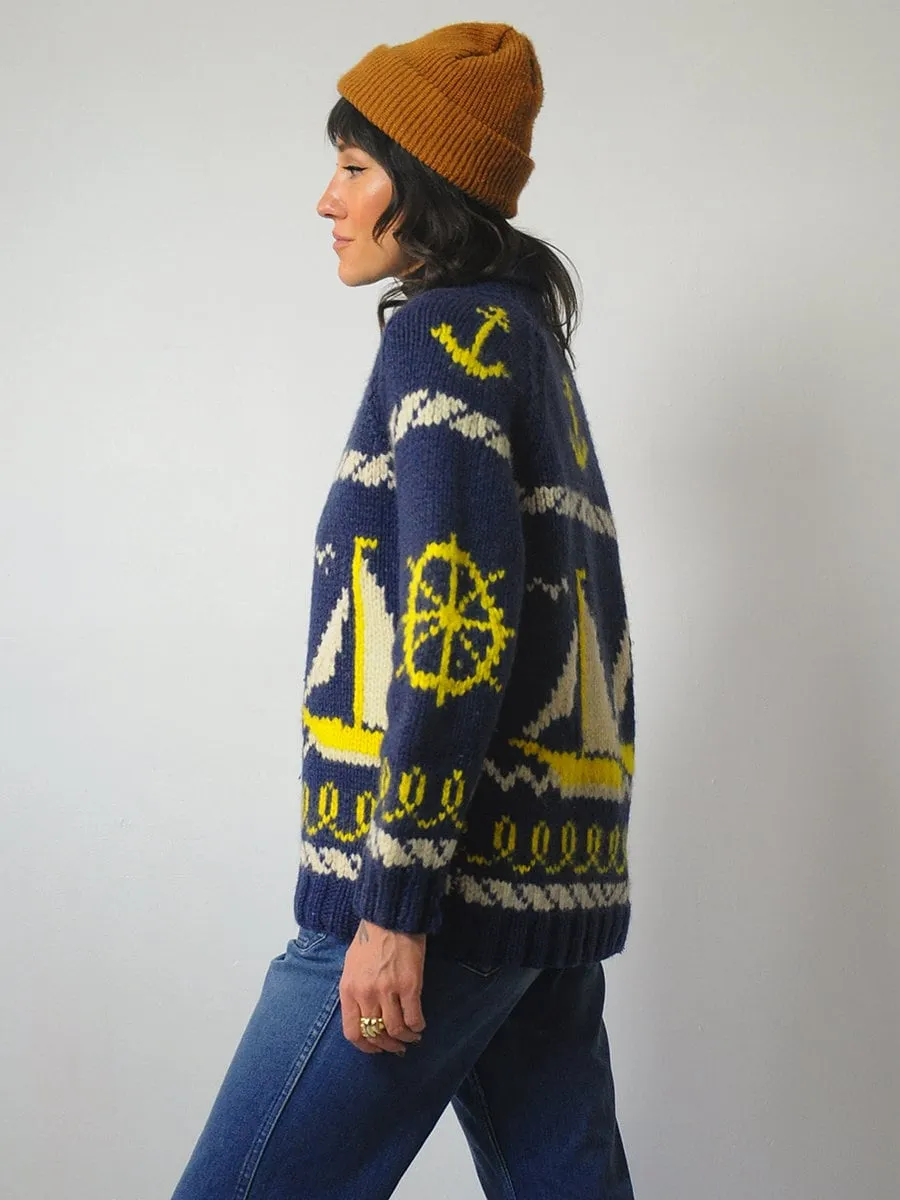 1950's Nautical Wool Cowichan Cardigan