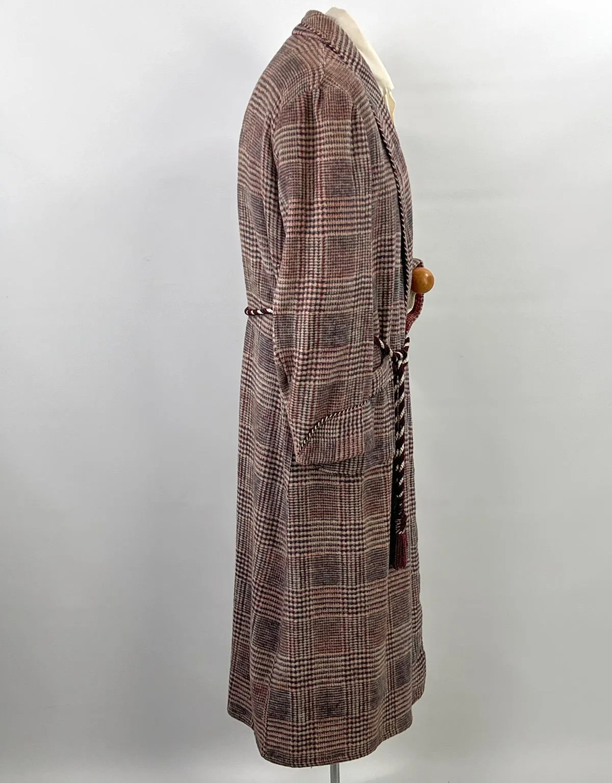 40s Beacon Blanket Robe Glen Plaid Vintage Houndstooth Plaid Red White & Blue VFG