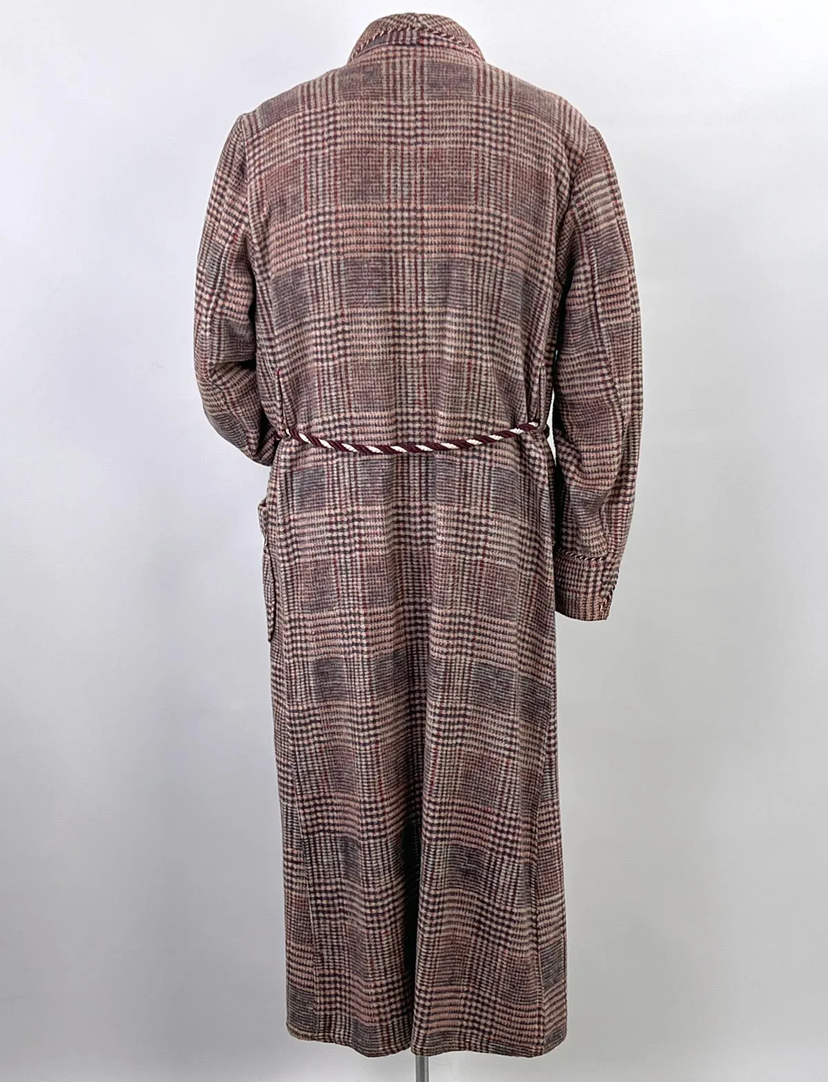 40s Beacon Blanket Robe Glen Plaid Vintage Houndstooth Plaid Red White & Blue VFG