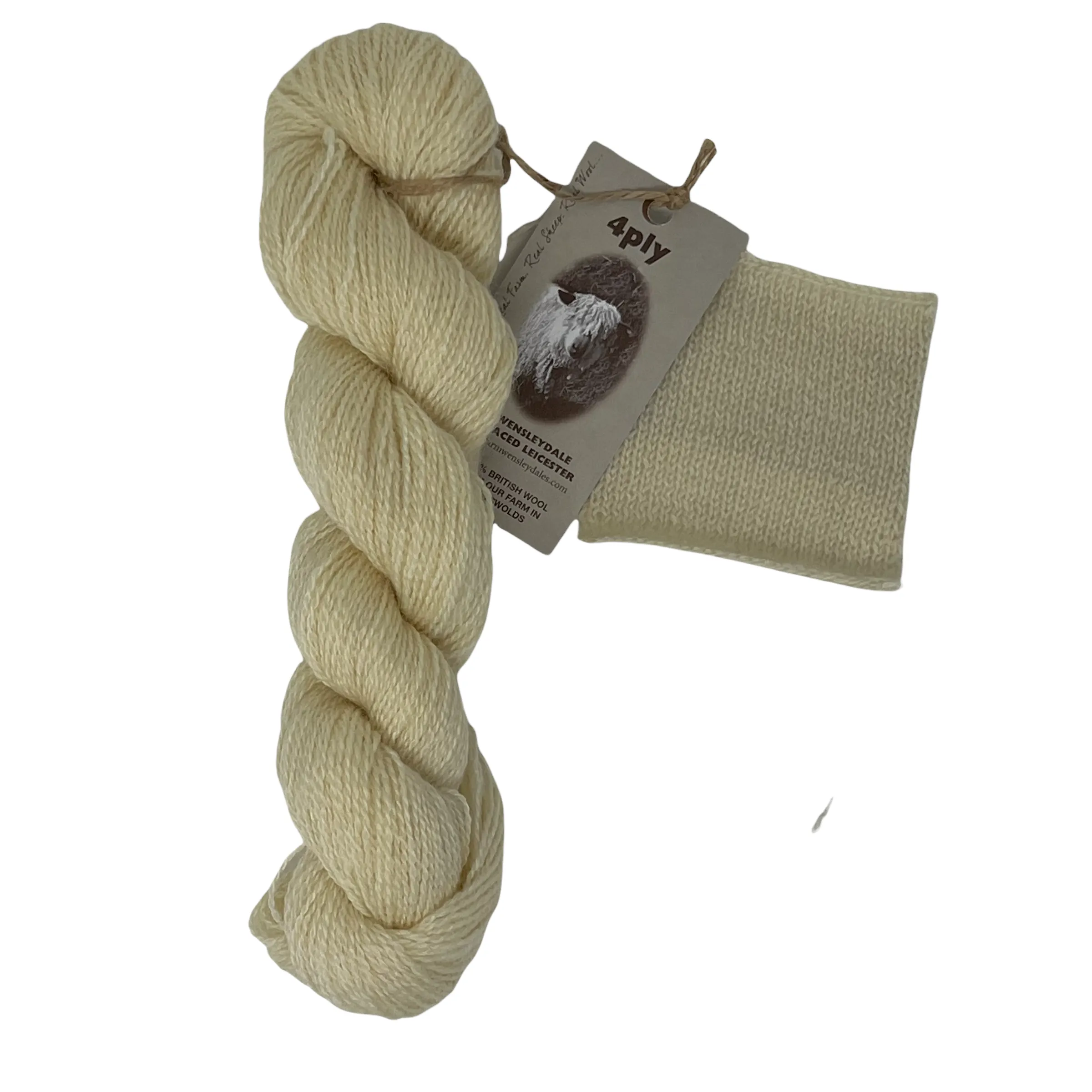 4ply (Fingering/Sports Weight):  Rare Breed Wensleydale and Bluefaced Leicester Natural - Undyed