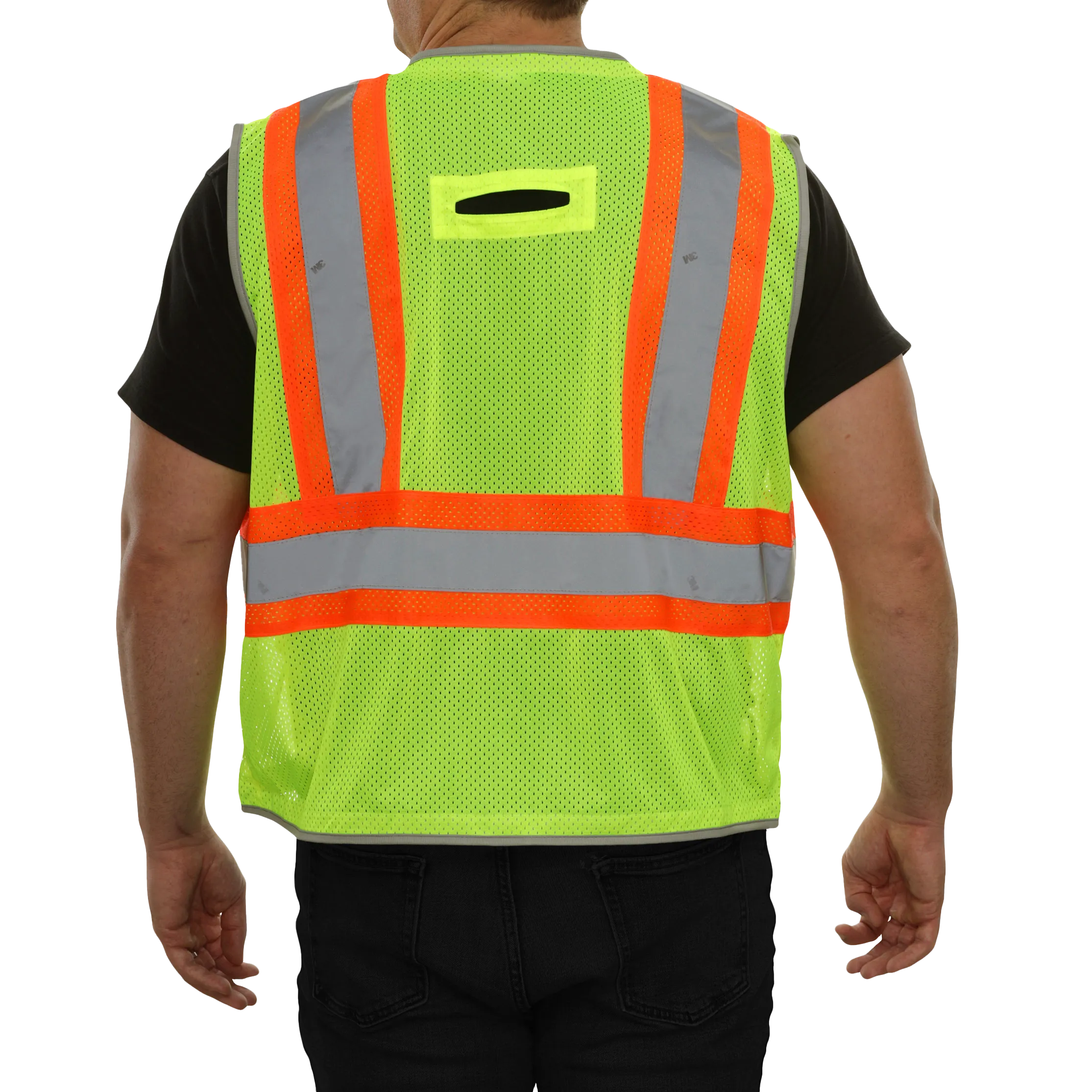 589ETLM Contrasting Trim Poly Mesh Surveyor Safety Vest