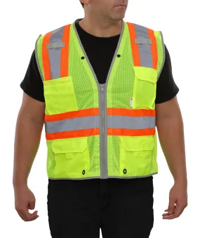 589ETLM Contrasting Trim Poly Mesh Surveyor Safety Vest