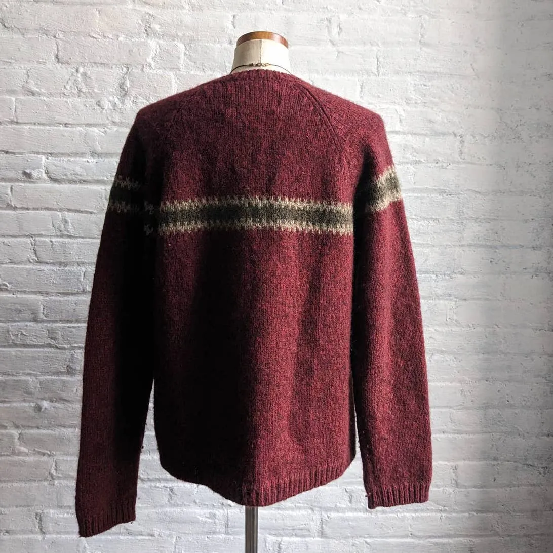 90s Vintage Knit Wool Classic Christmas Grandpa Sweater Minimalist Fairisle Top