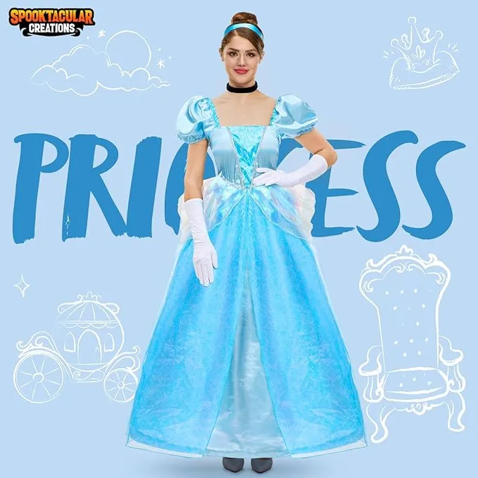 Adult Princess Costume, Halloween Blue Princess Dress