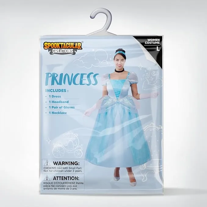 Adult Princess Costume, Halloween Blue Princess Dress