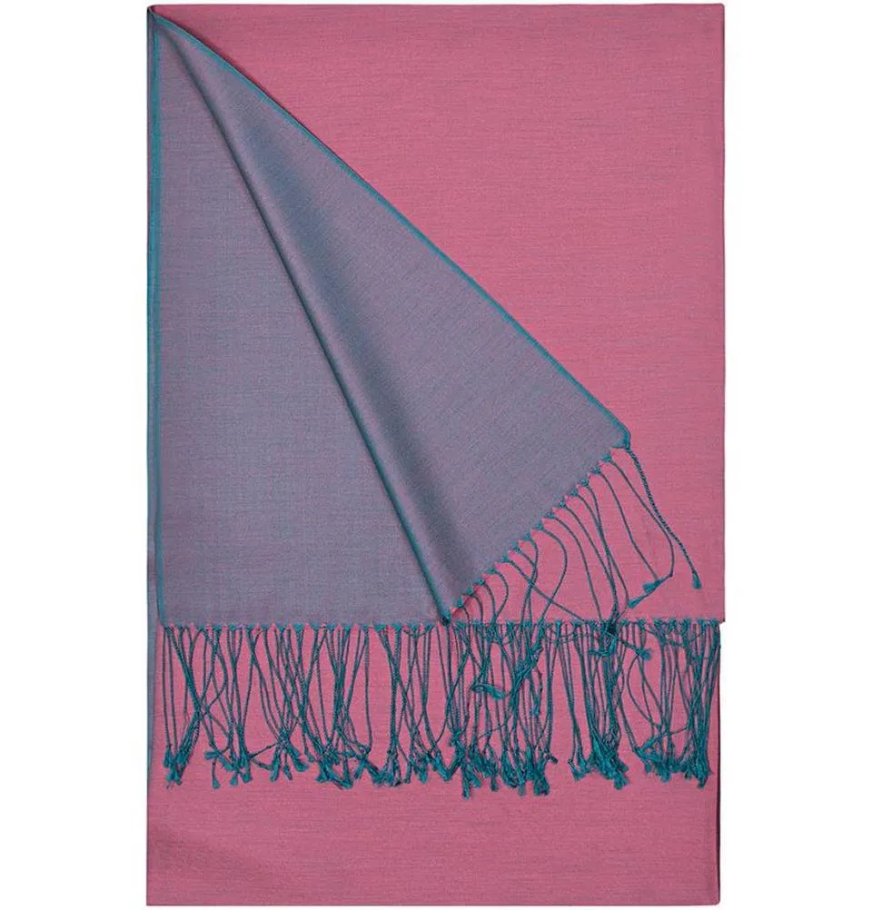 Aker Double-Sided Silk Hijab Shawl #395 - Pink / Purple