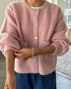 Amélie Alpaca Cardigan - Pink Rose