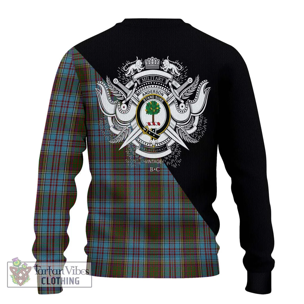 Anderson Tartan Ugly Sweater with Family Crest and Military Logo Style