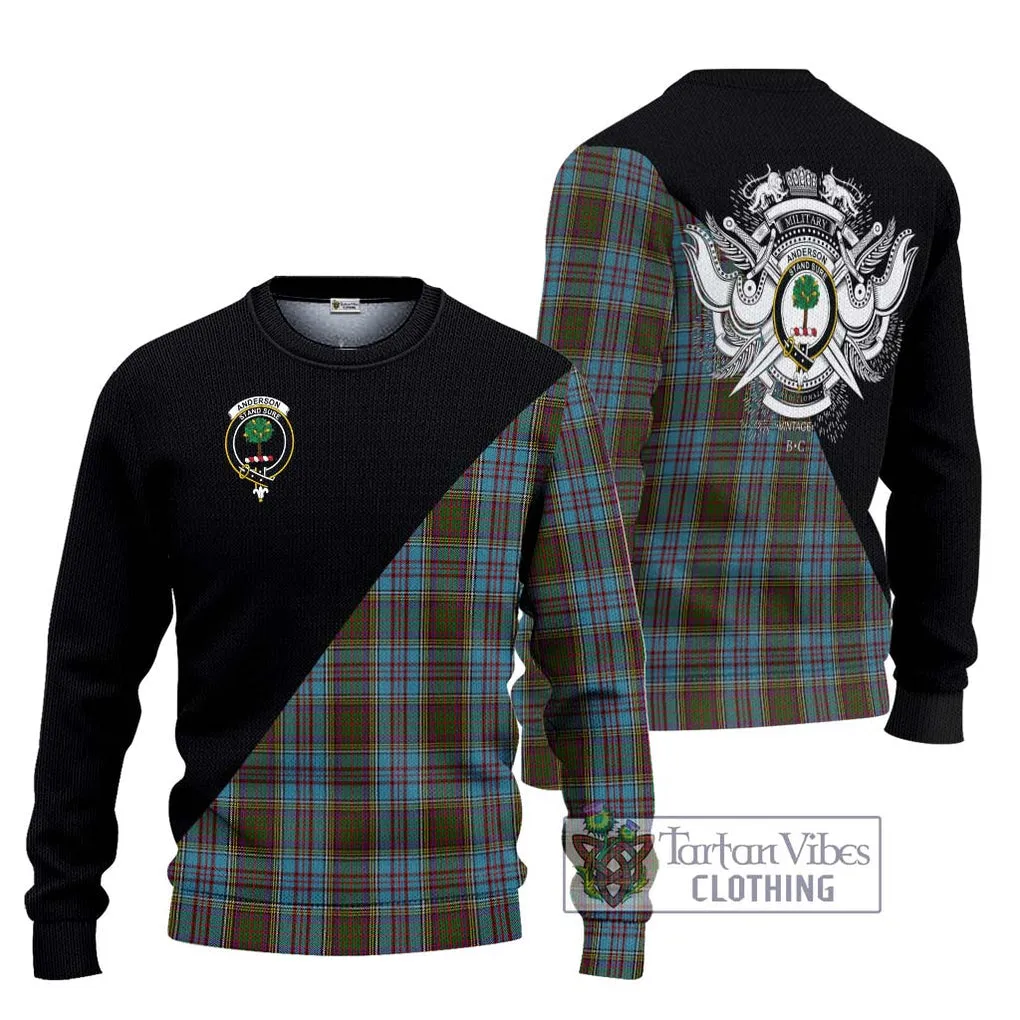 Anderson Tartan Ugly Sweater with Family Crest and Military Logo Style