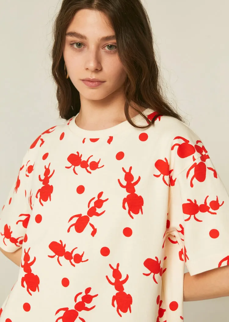 Ant Print Mini Plush Sweater Dress