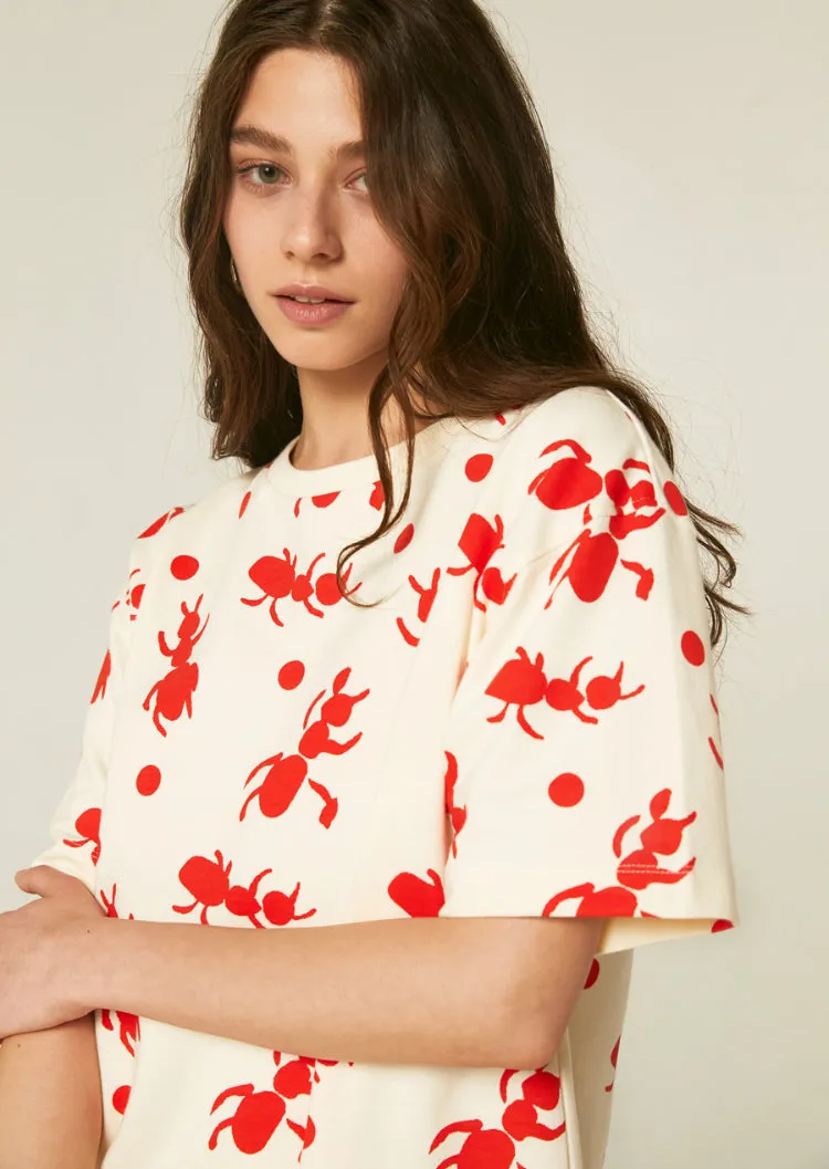 Ant Print Mini Plush Sweater Dress