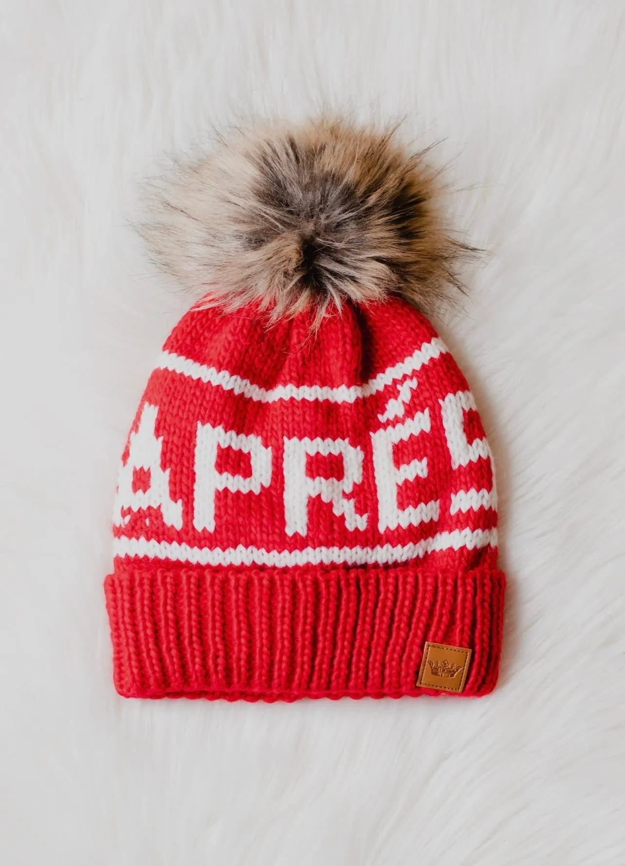 Après Knit Hat with Faux Fur Pom