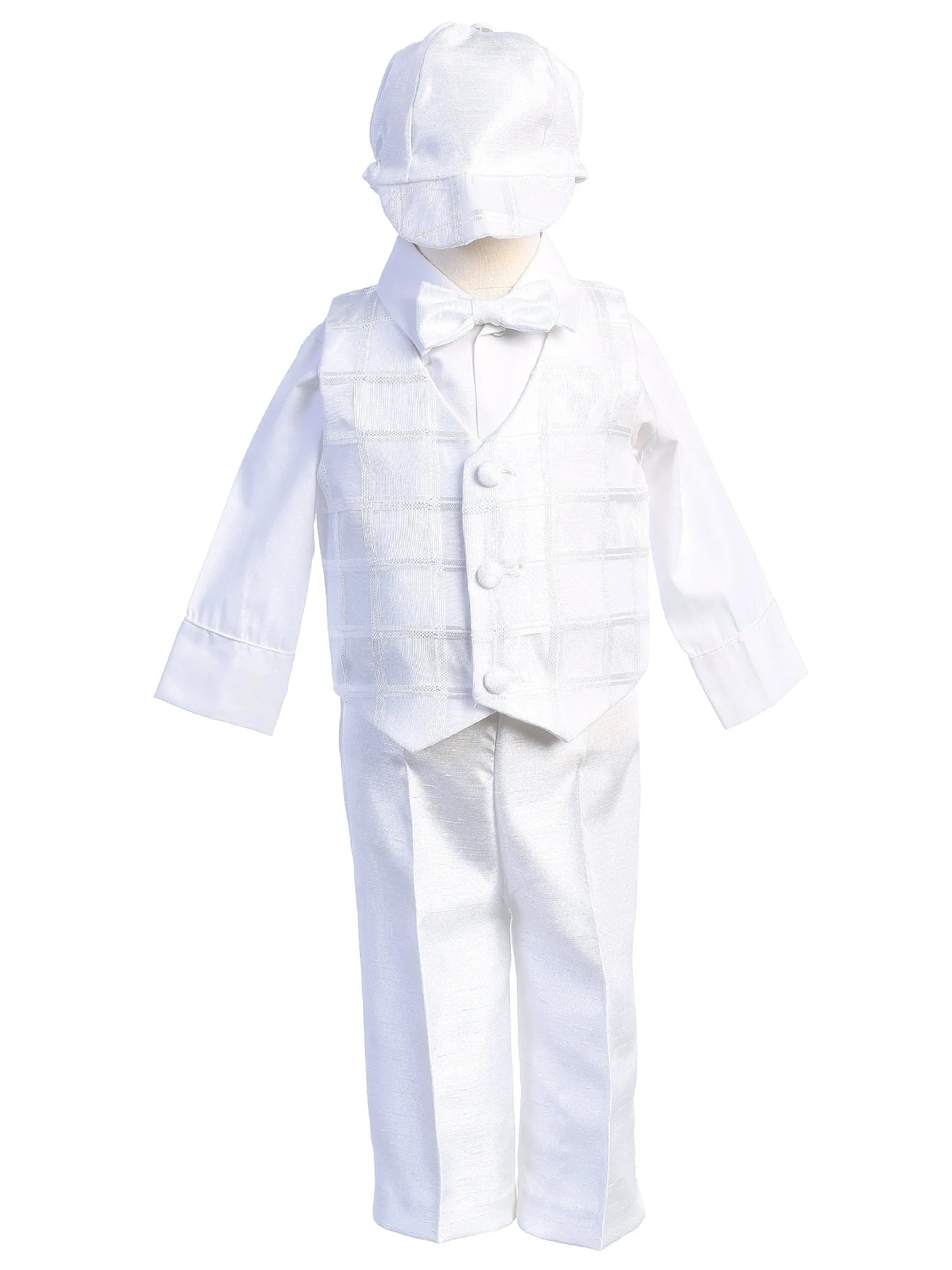 Baby Boys White Plaid Vest Pants Shirt Scott Christening Outfit 0-24M