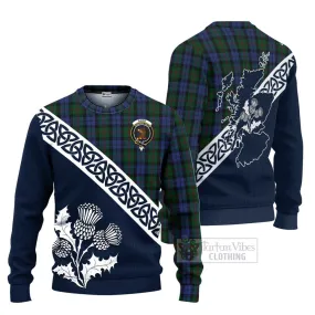 Baird Tartan Ugly Sweater Featuring Thistle and Scotland Map