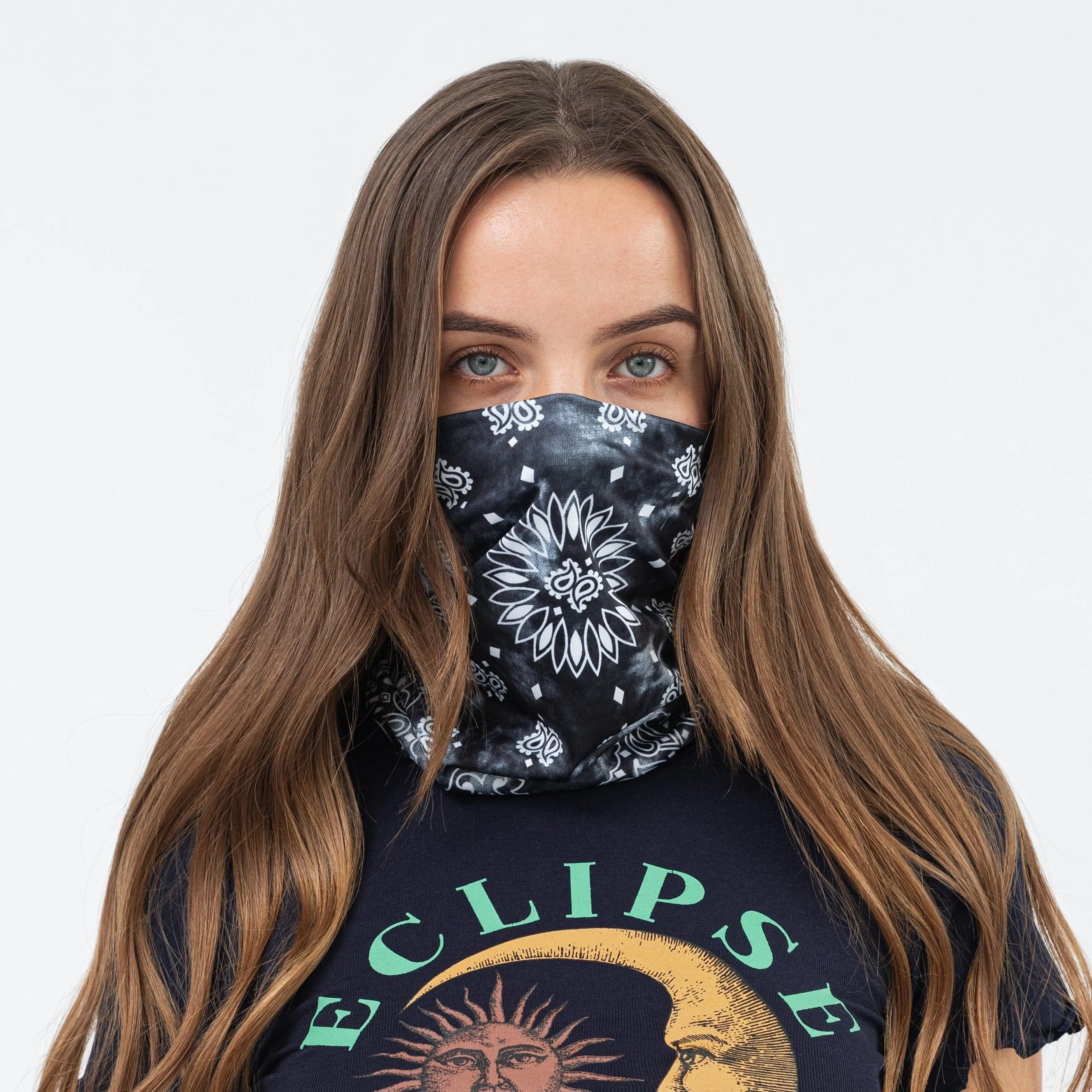 Bandana Face Mask - Black Paisley Tie Dye (Available online only)