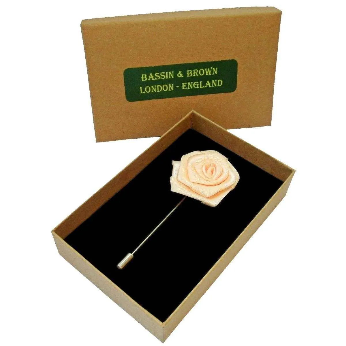 Bassin and Brown Rose Jacket Lapel Pin - Beige