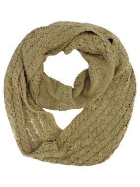 Beige Thick Cable Knit Unisex Infinity Winter Scarf