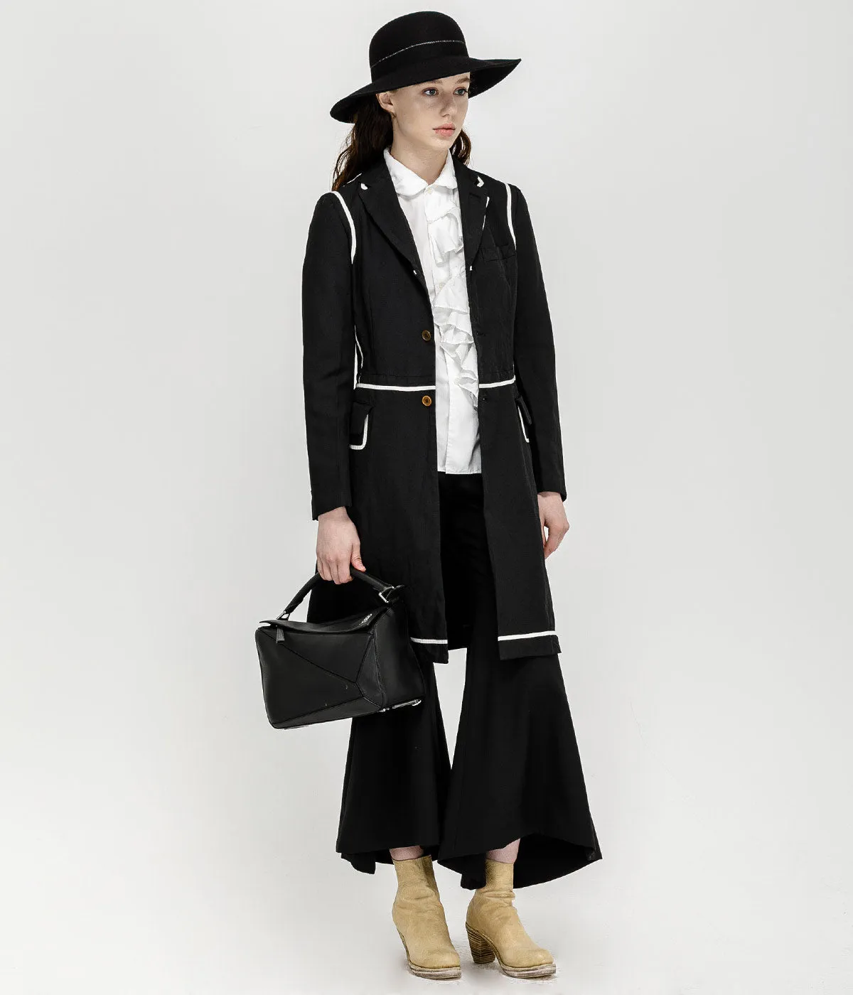 Black Taped Knee High Coat