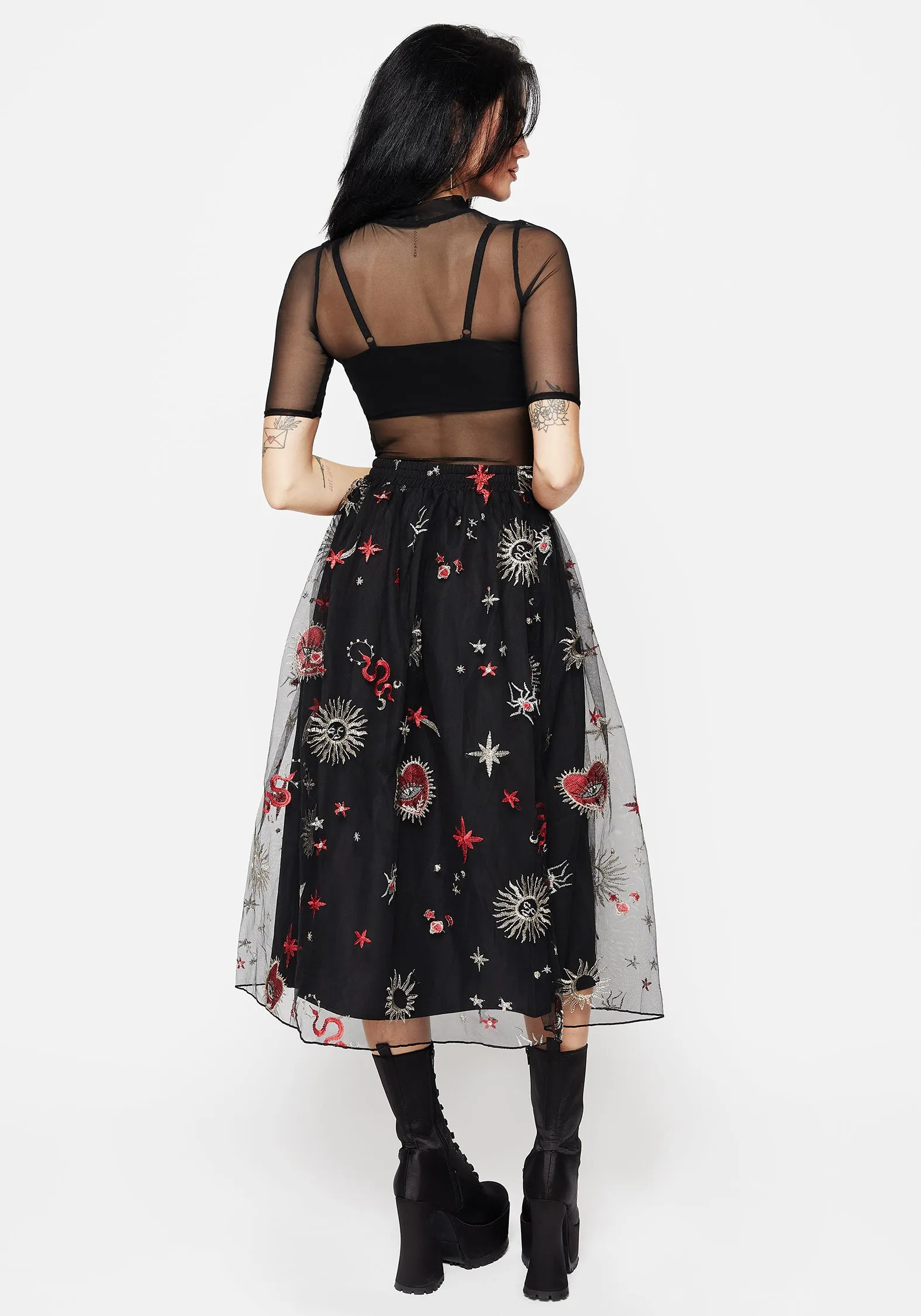 Bloodlust Embroidered Midi Skirt