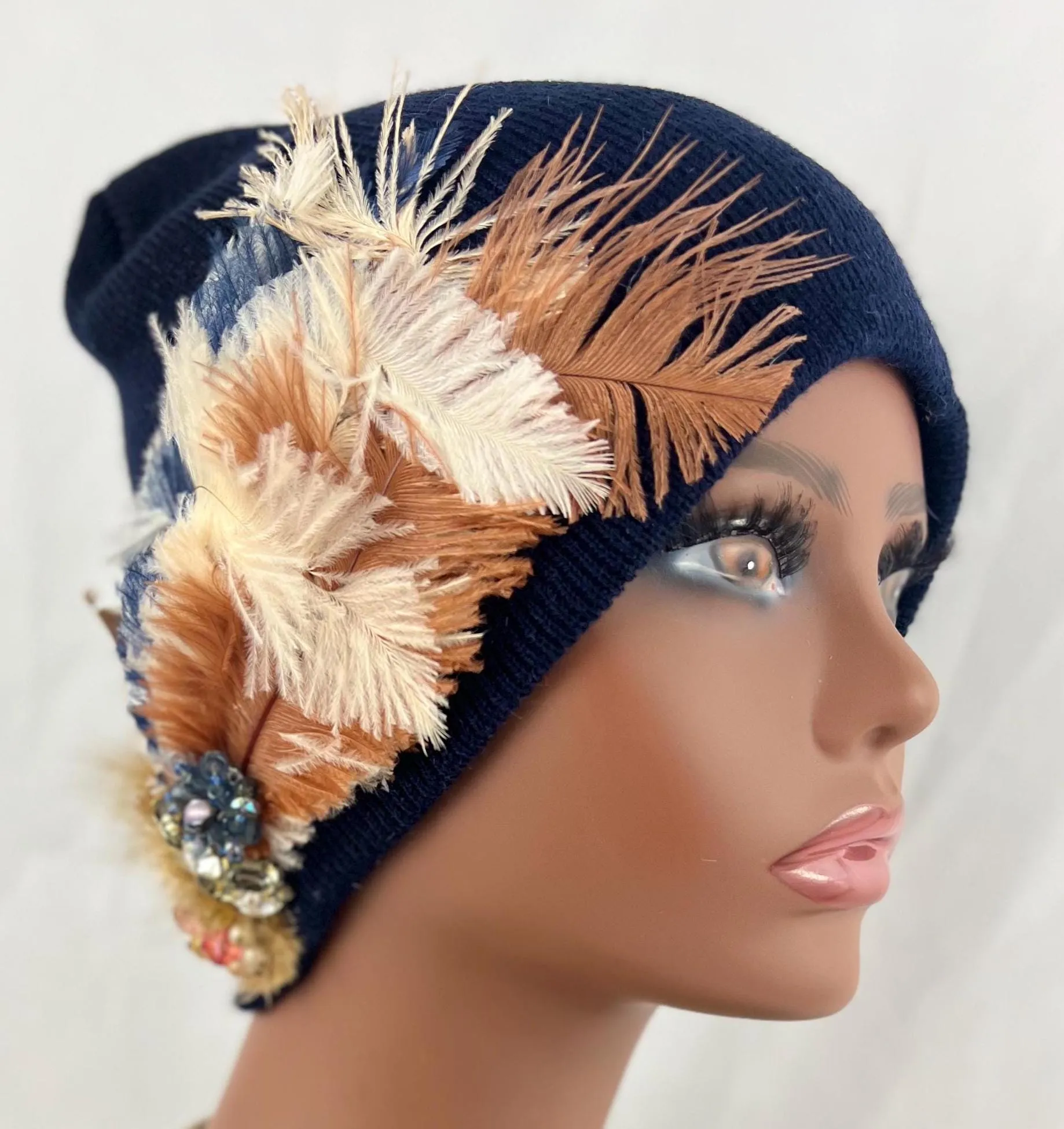 BLUE Embellished Feathered & Jeweled Hats