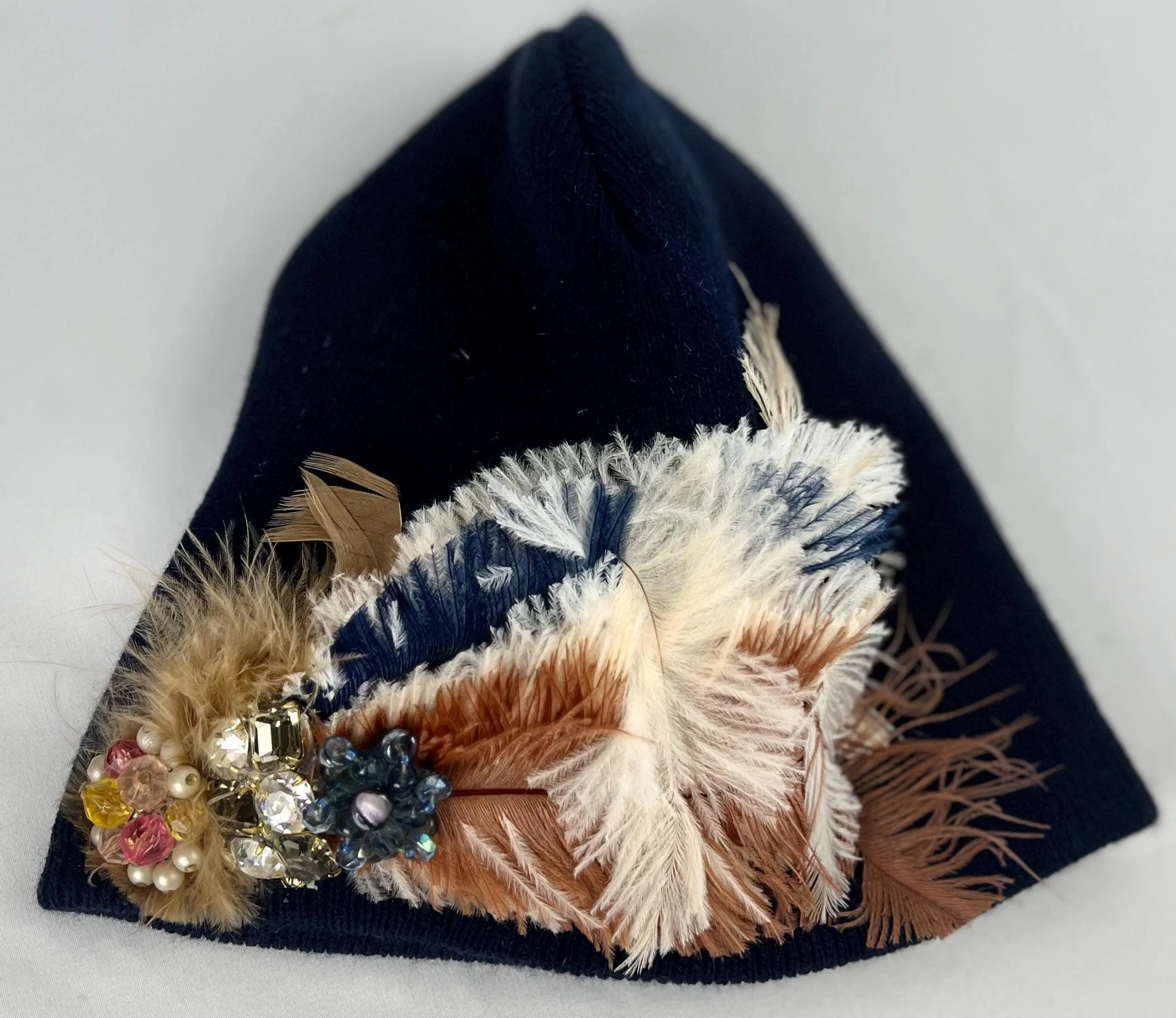 BLUE Embellished Feathered & Jeweled Hats