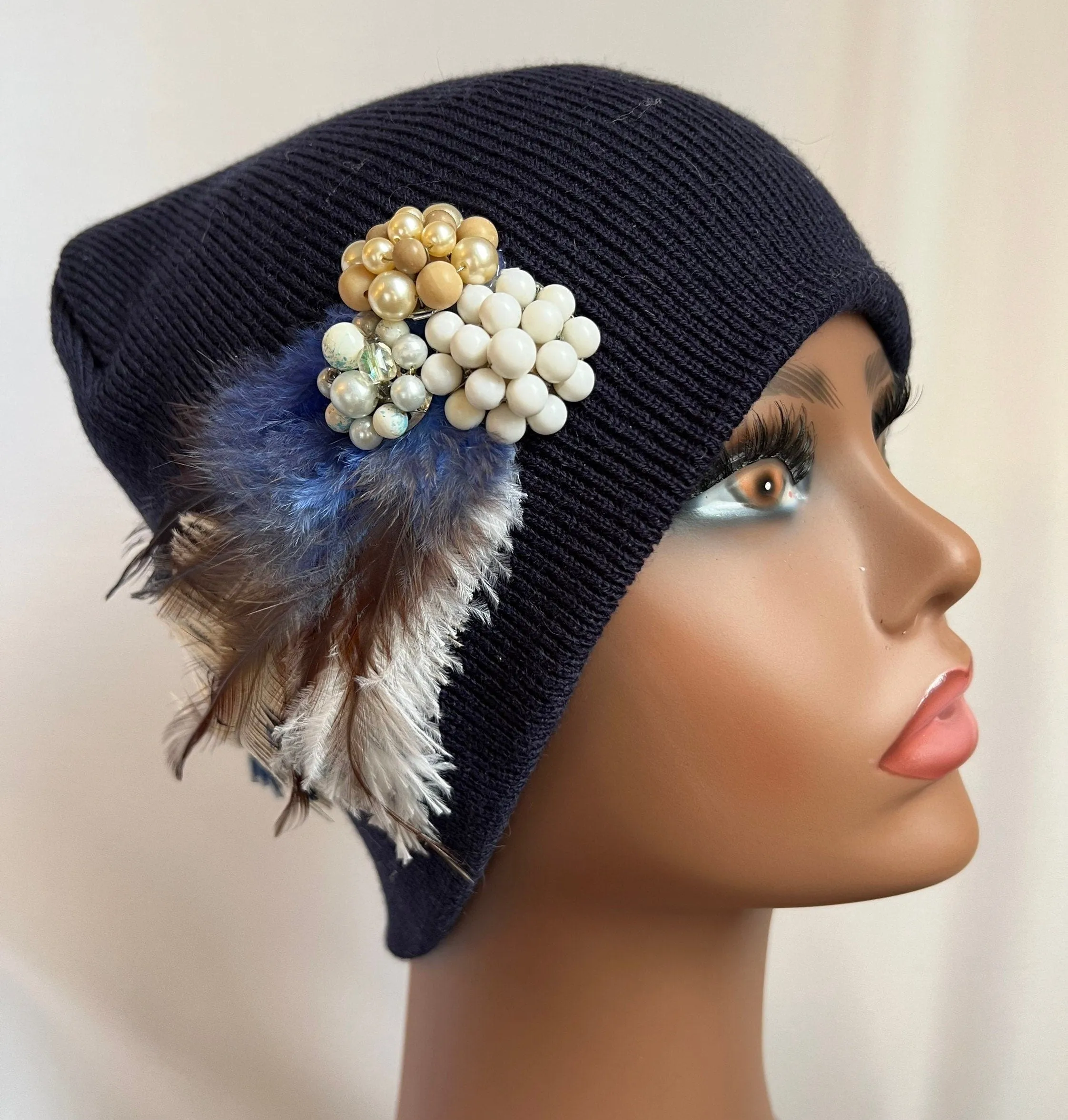 BLUE Embellished Feathered & Jeweled Hats