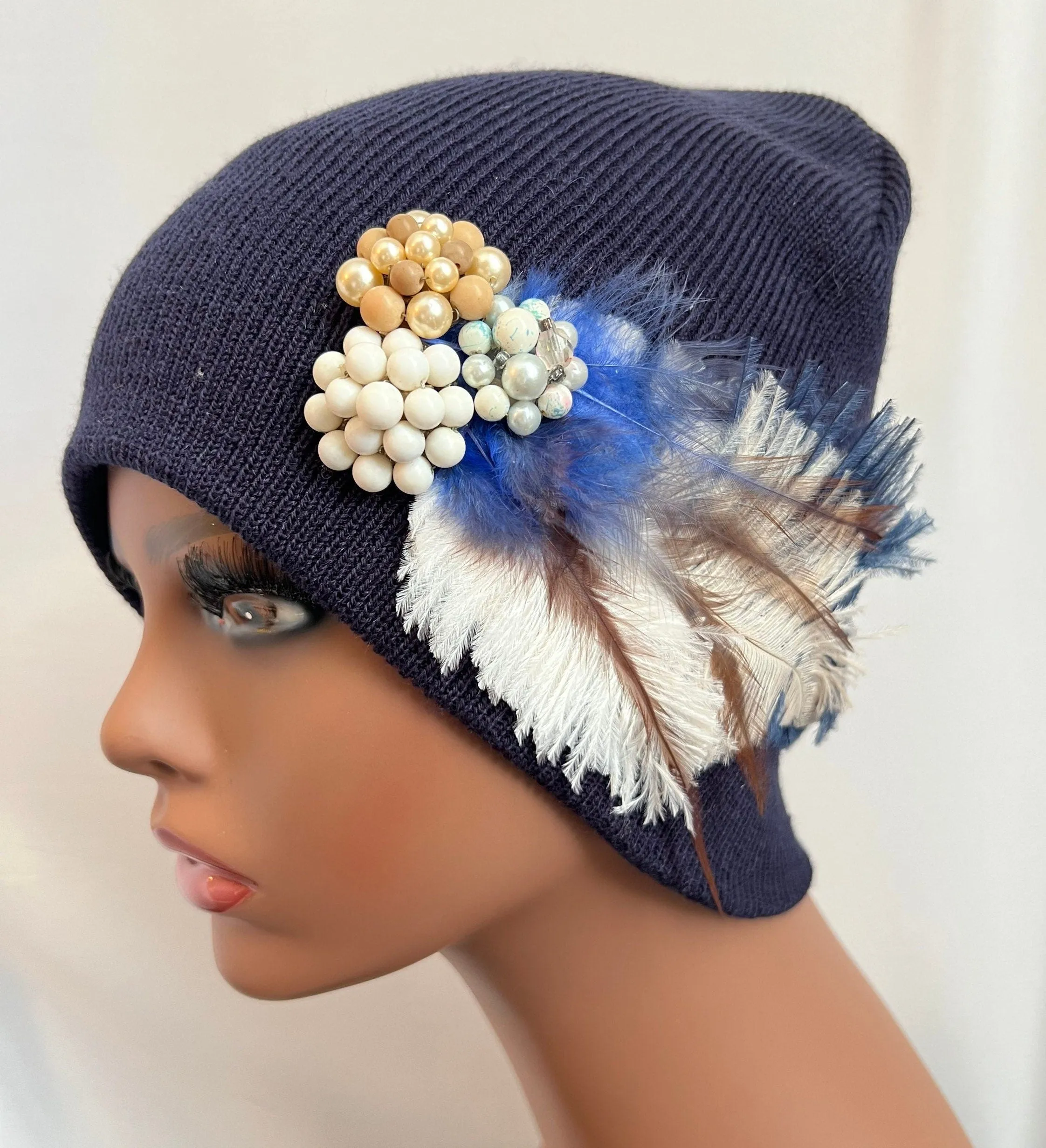 BLUE Embellished Feathered & Jeweled Hats