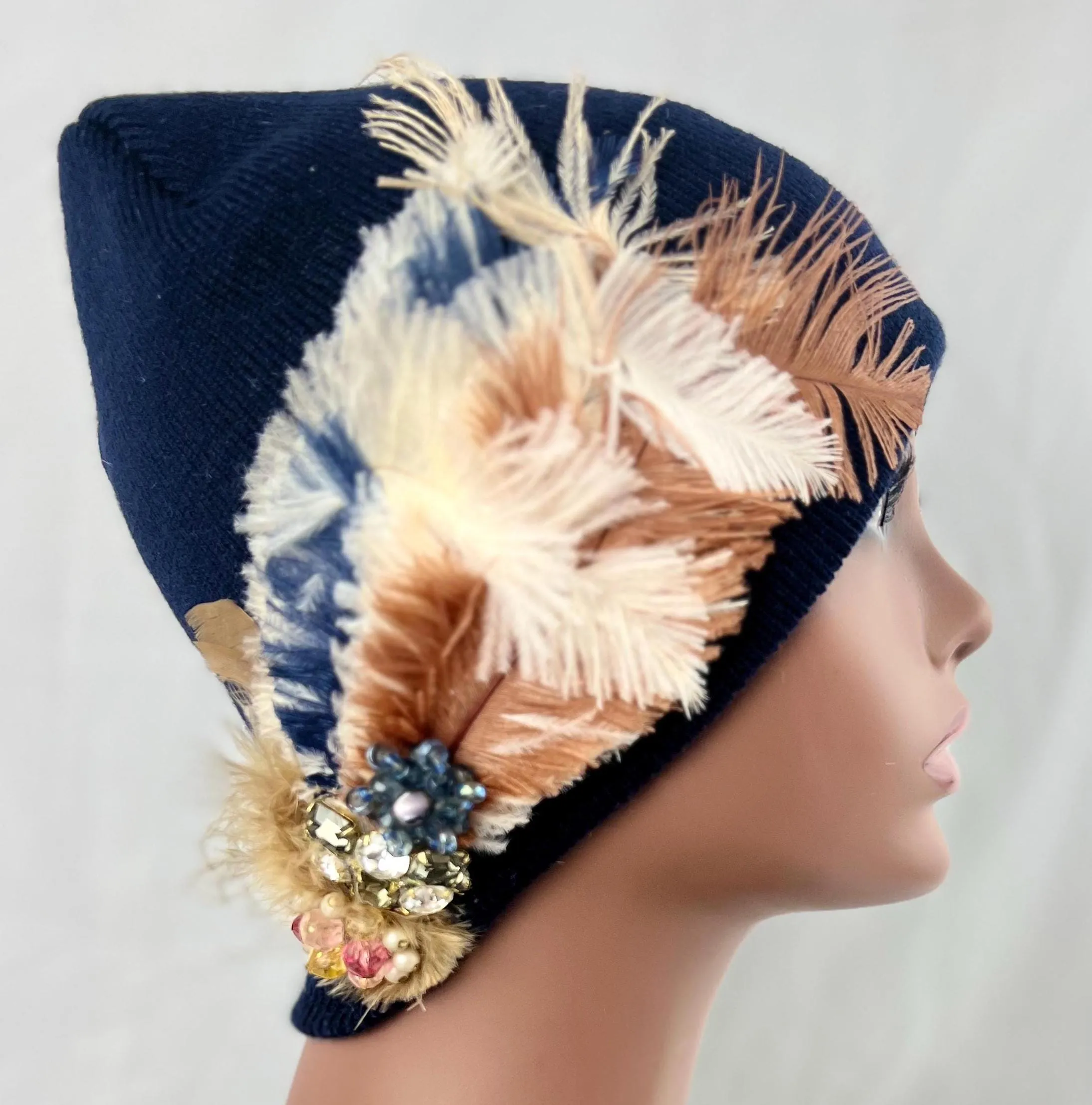 BLUE Embellished Feathered & Jeweled Hats