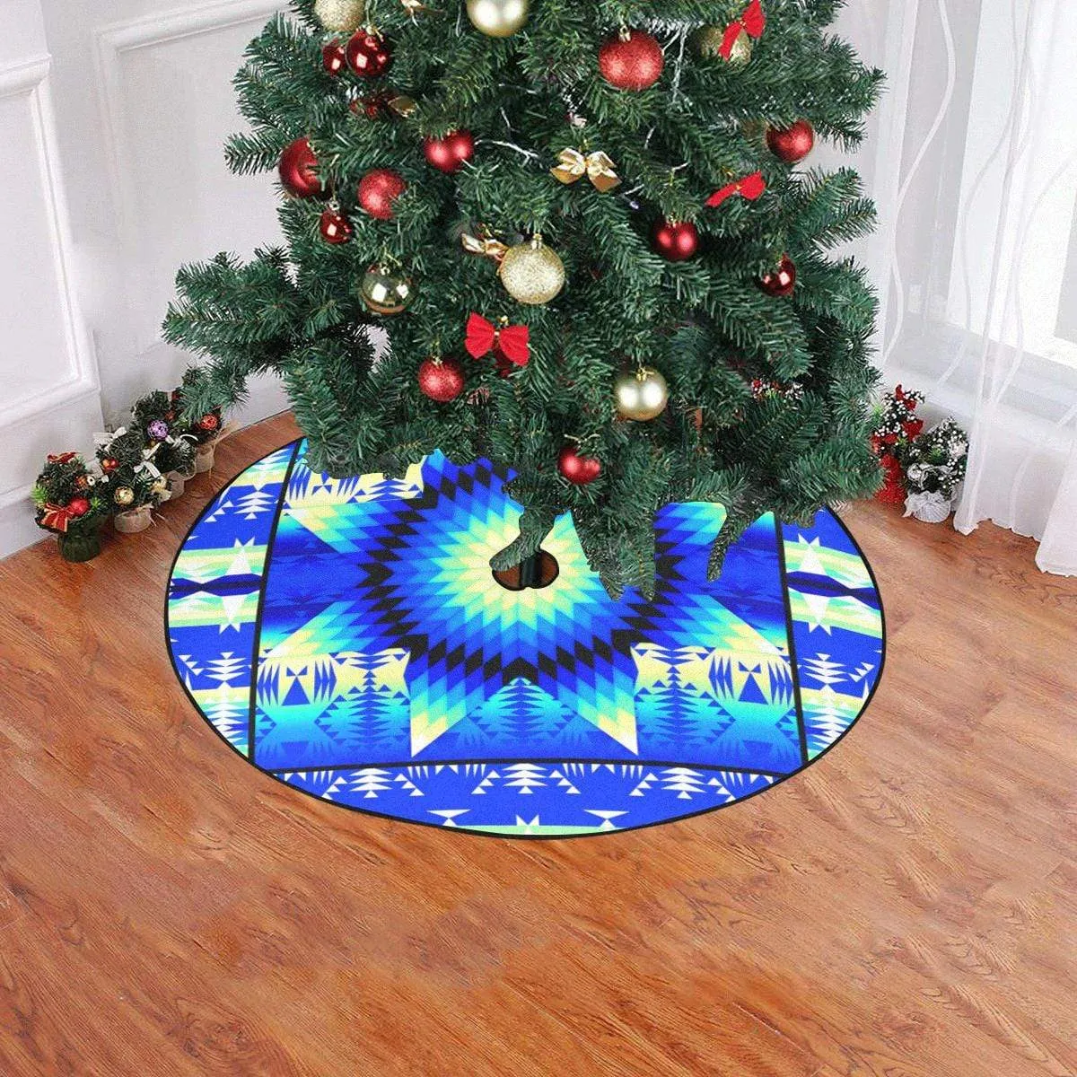 Blue Ridge Star Quilt Christmas Tree Skirt 47" x 47"