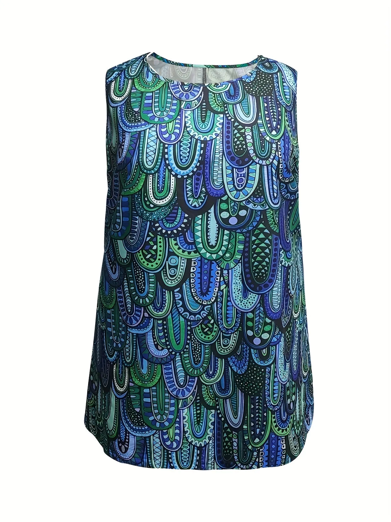 Boho Paisley Print Tank Top for Plus Size Women