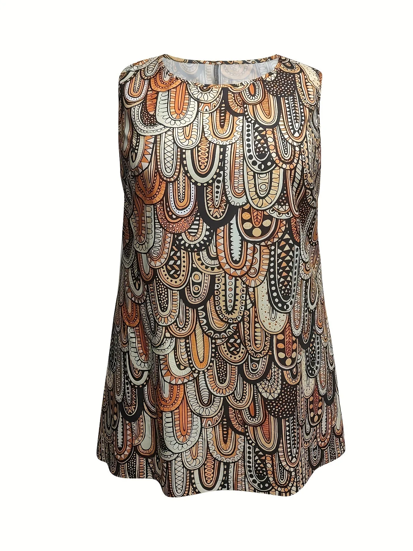 Boho Paisley Print Tank Top for Plus Size Women