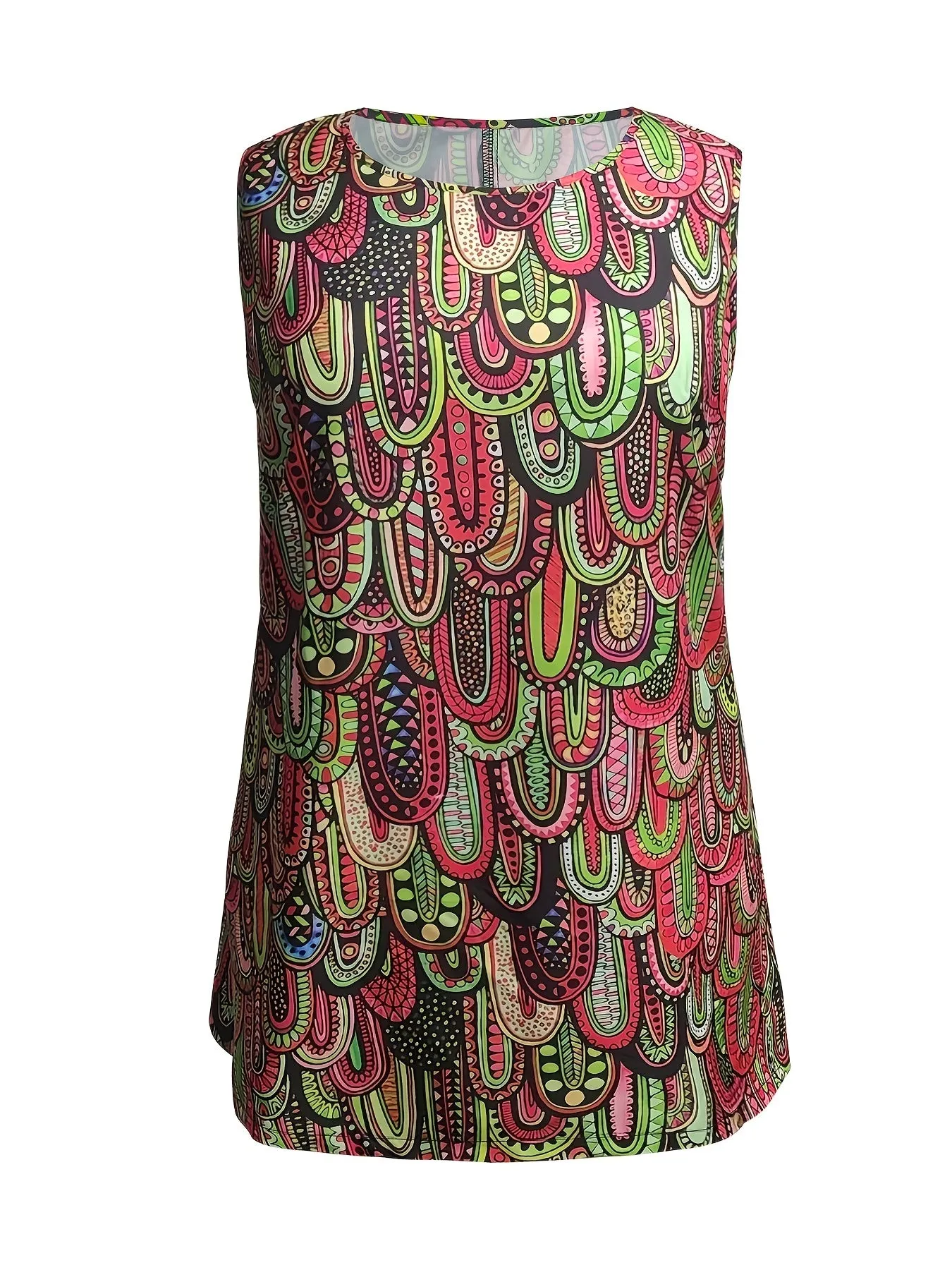 Boho Paisley Print Tank Top for Plus Size Women