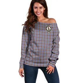 Boswell Tartan Off Shoulder Women Sweater with Family Crest