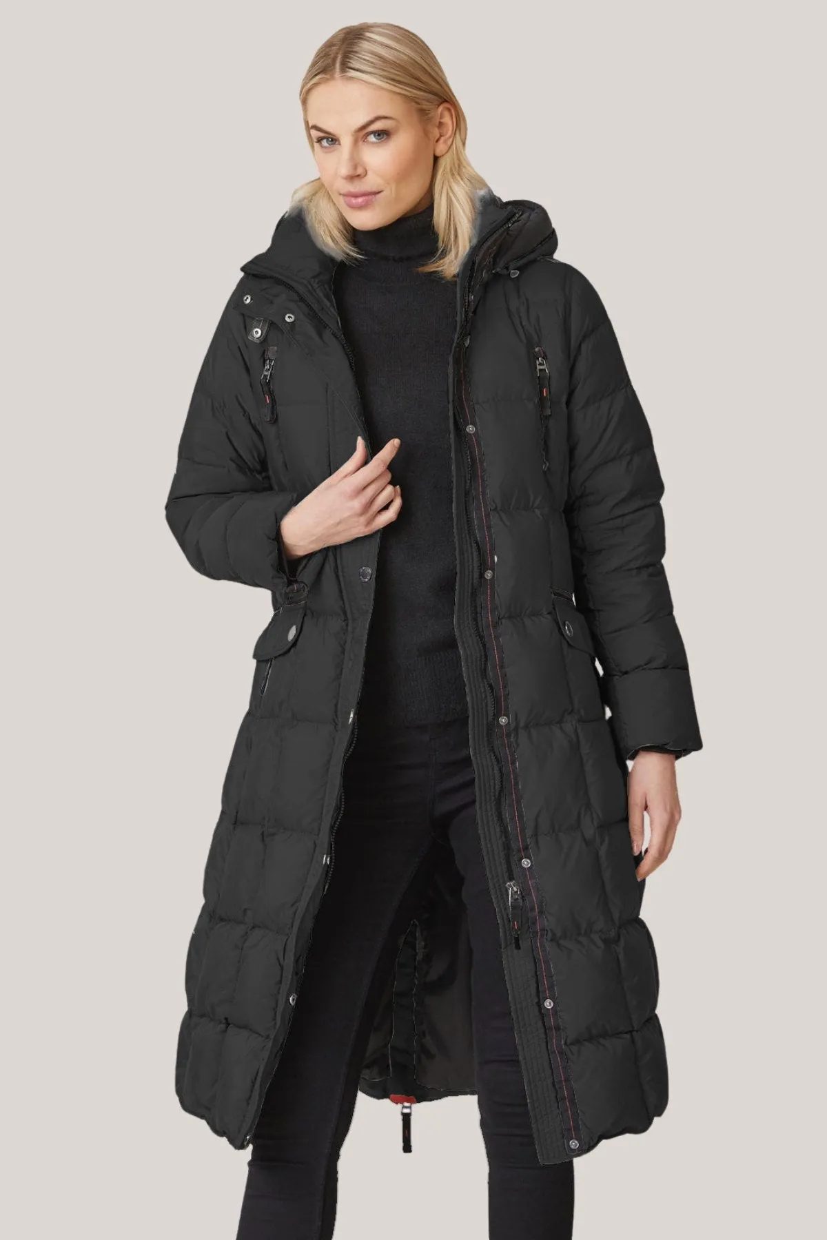 BRENDA Full-Length Down Coat with Detachable Hood 1160