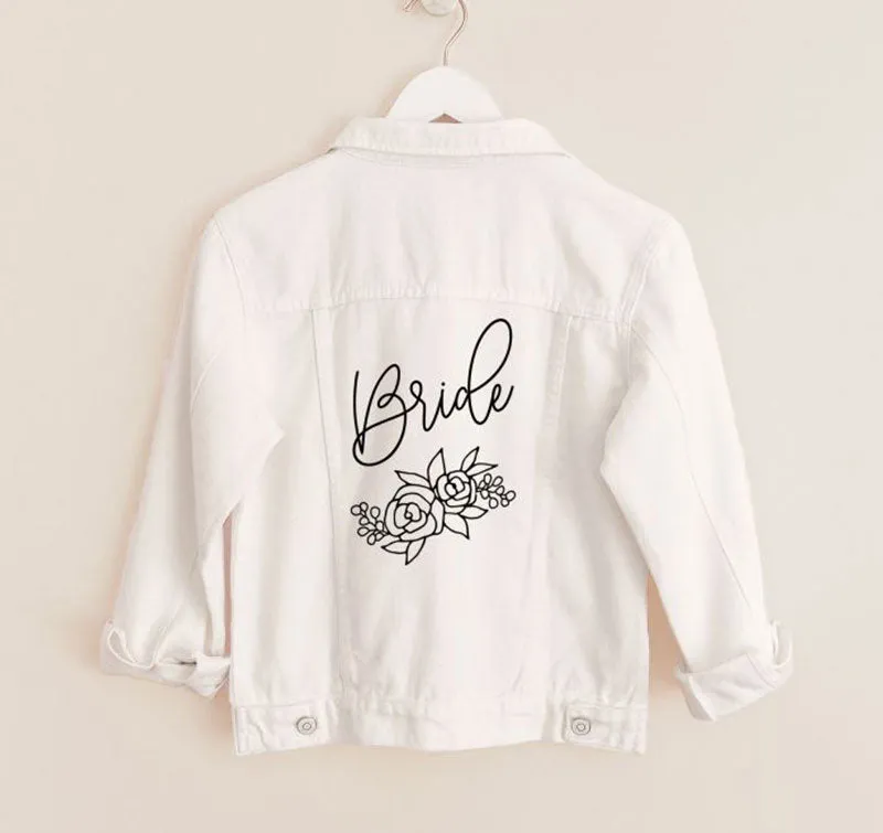 Bridal Floral White Jean Jacket