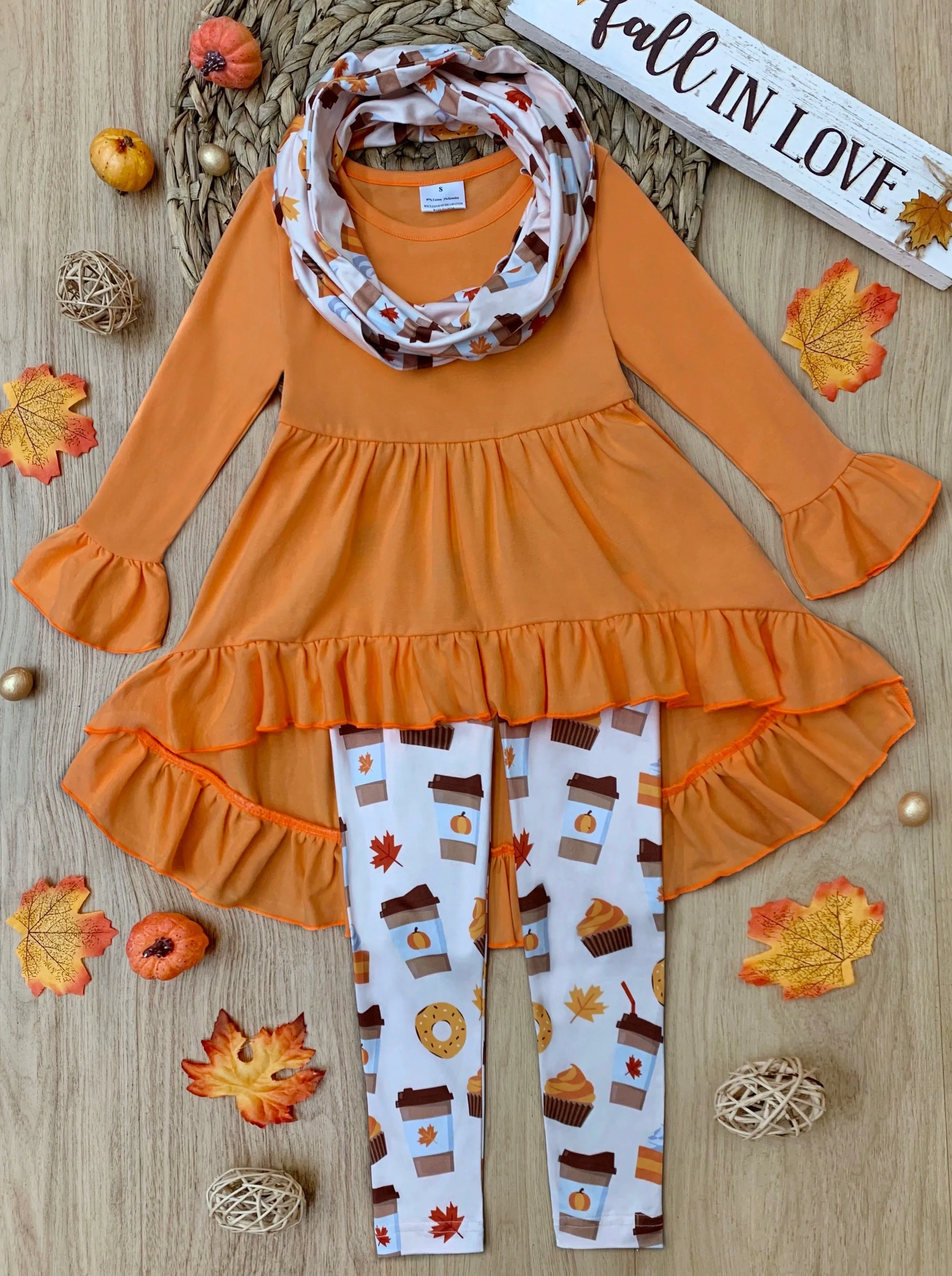 But First, Pumpkin Sweets Tunic, Legging and Scarf Set