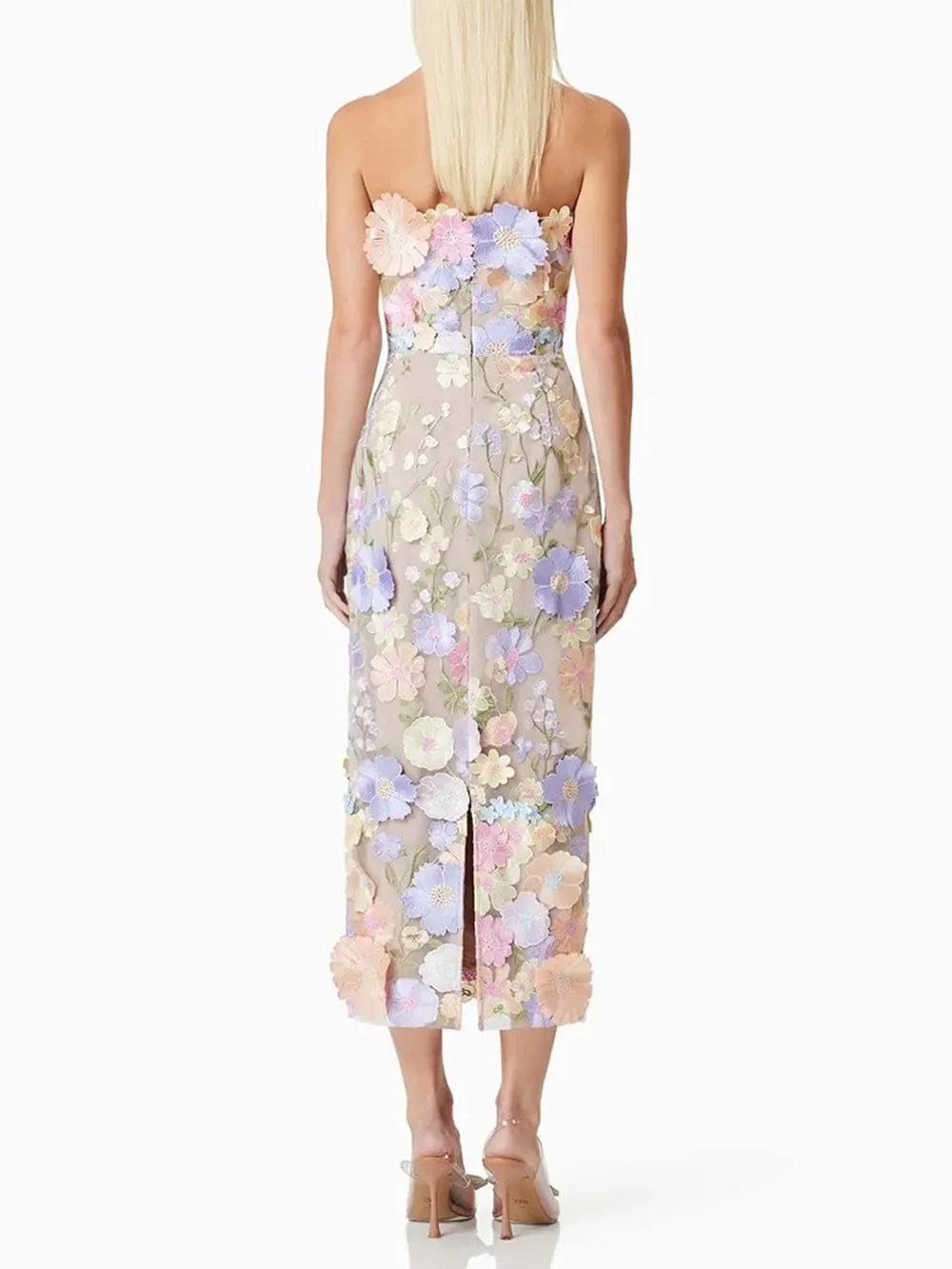 Calysta Appliques Sleeveless Midi Dress