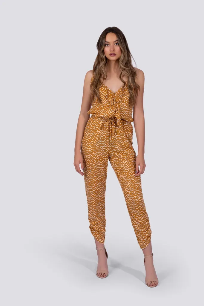 Chloe Jumpsuit | Yellow Polka Dot