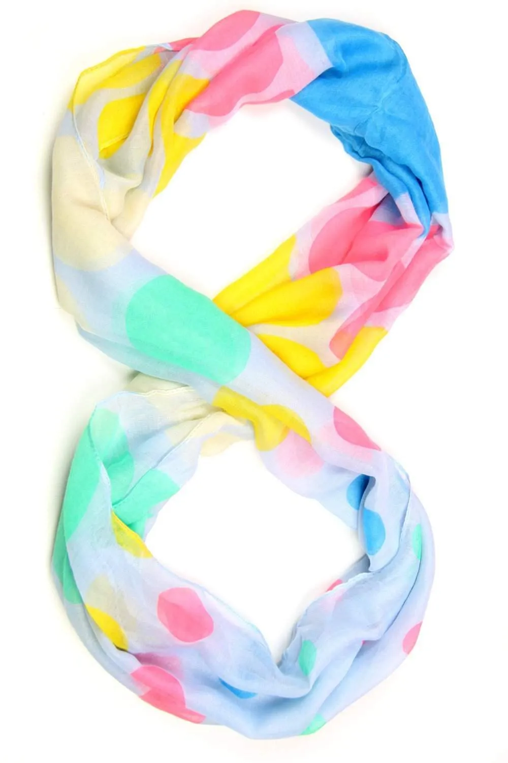 Circle Scarf / Yellow Green Pink & Blue / Unisex