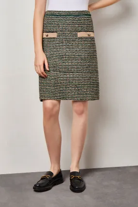 Contrast Detail Tweed Knit Pencil Skirt