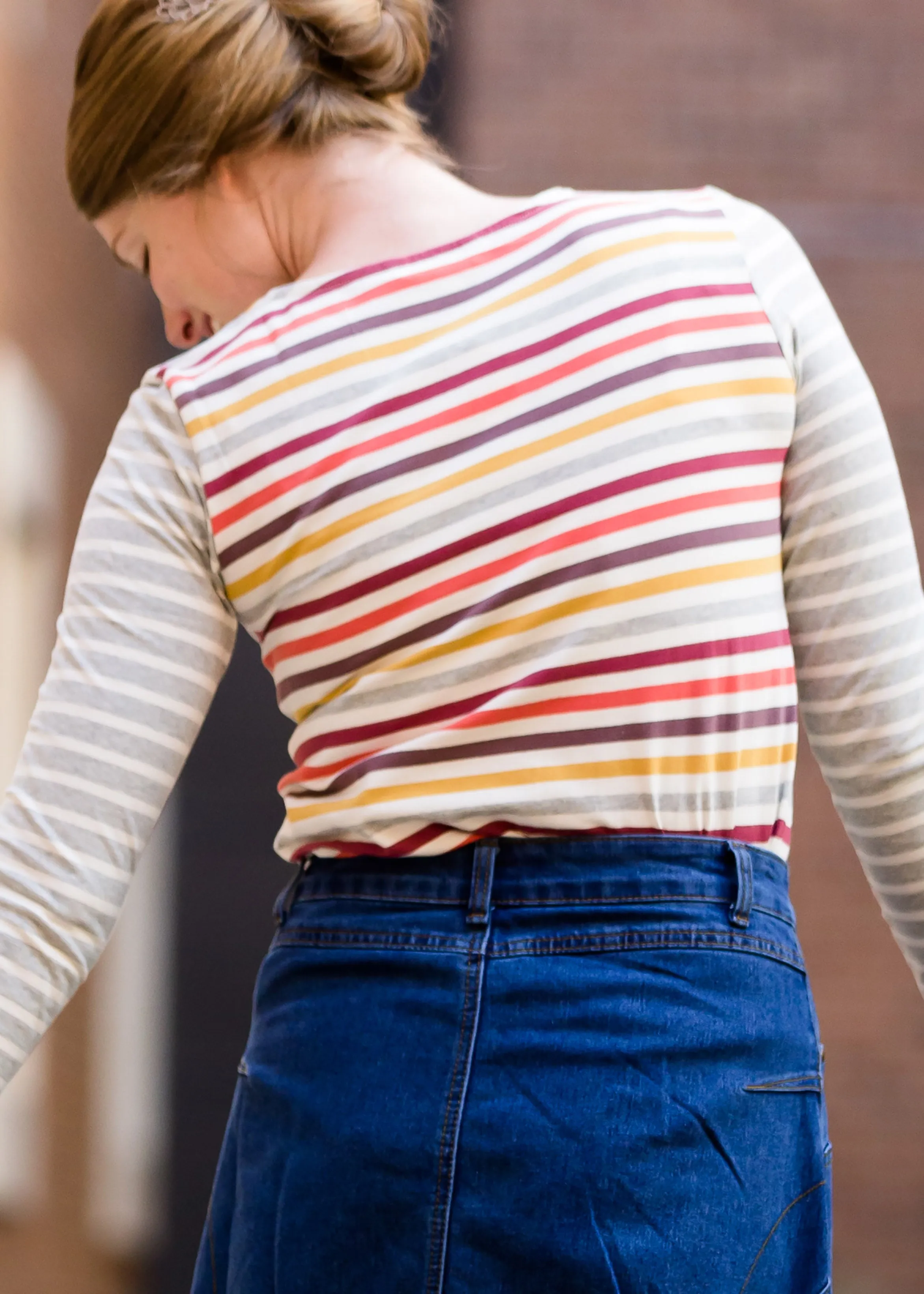 Contrast Multi Stripe Pocket Tee