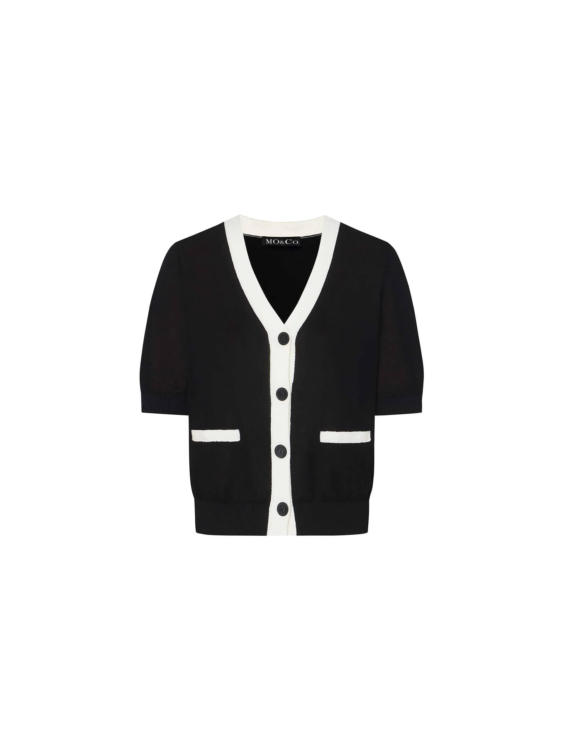 Contrast Trim Button Cardigan