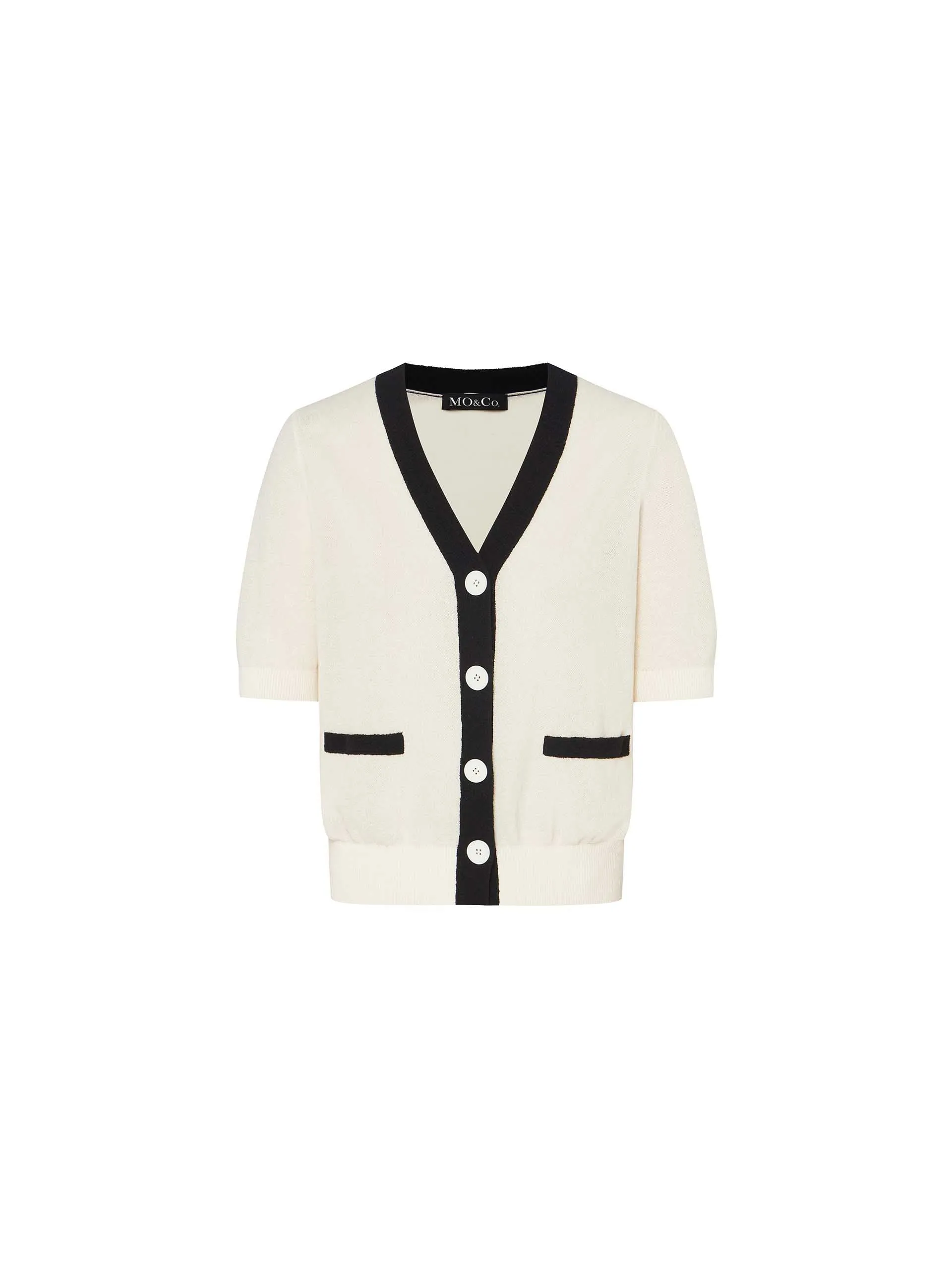 Contrast Trim Button Cardigan