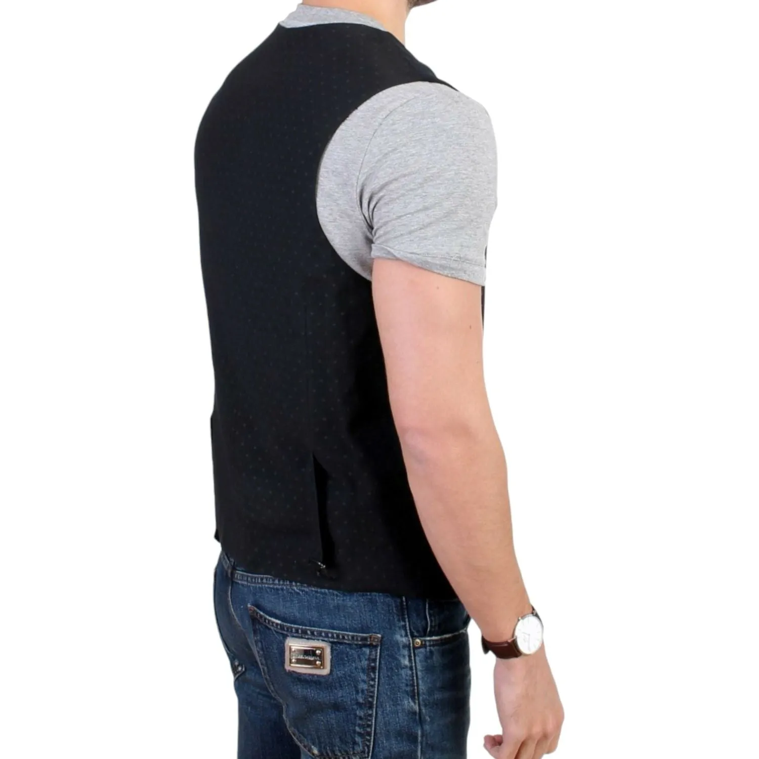 Costume National Elegant Black Wool Blend Casual Vest