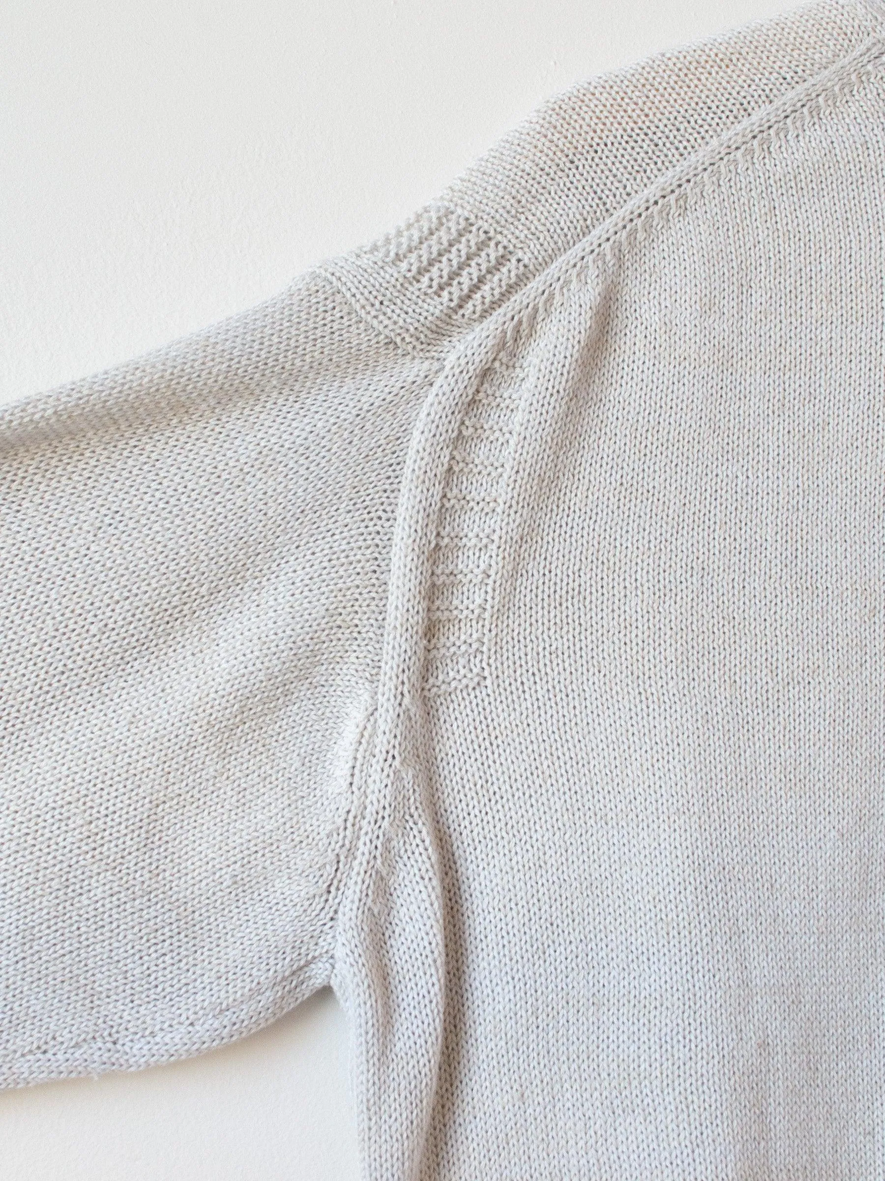 Cotton Linen Guernsey Cardigan - Light Gray Mix